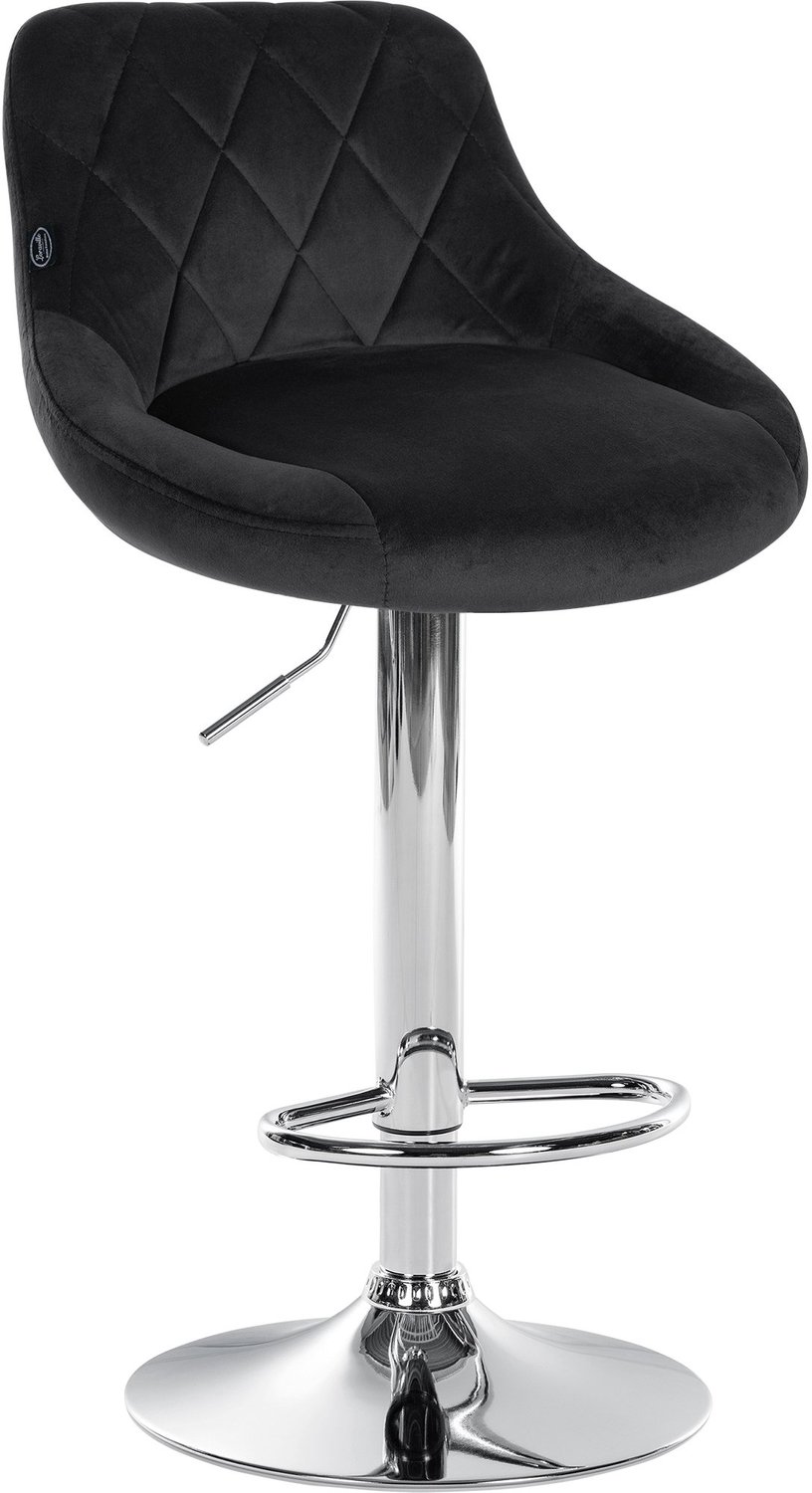 Luxe Comfort Barkruk - Fluweel - Zwart chroom/zwart