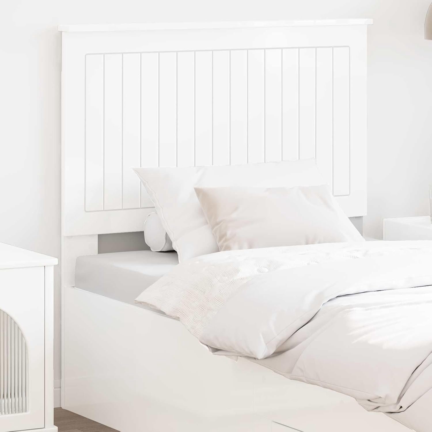 Hoofdeinde wit 100 cm van houtmateriaal, rechthoekig hoofdeinde voor slaapkamer, eenvoudige montage