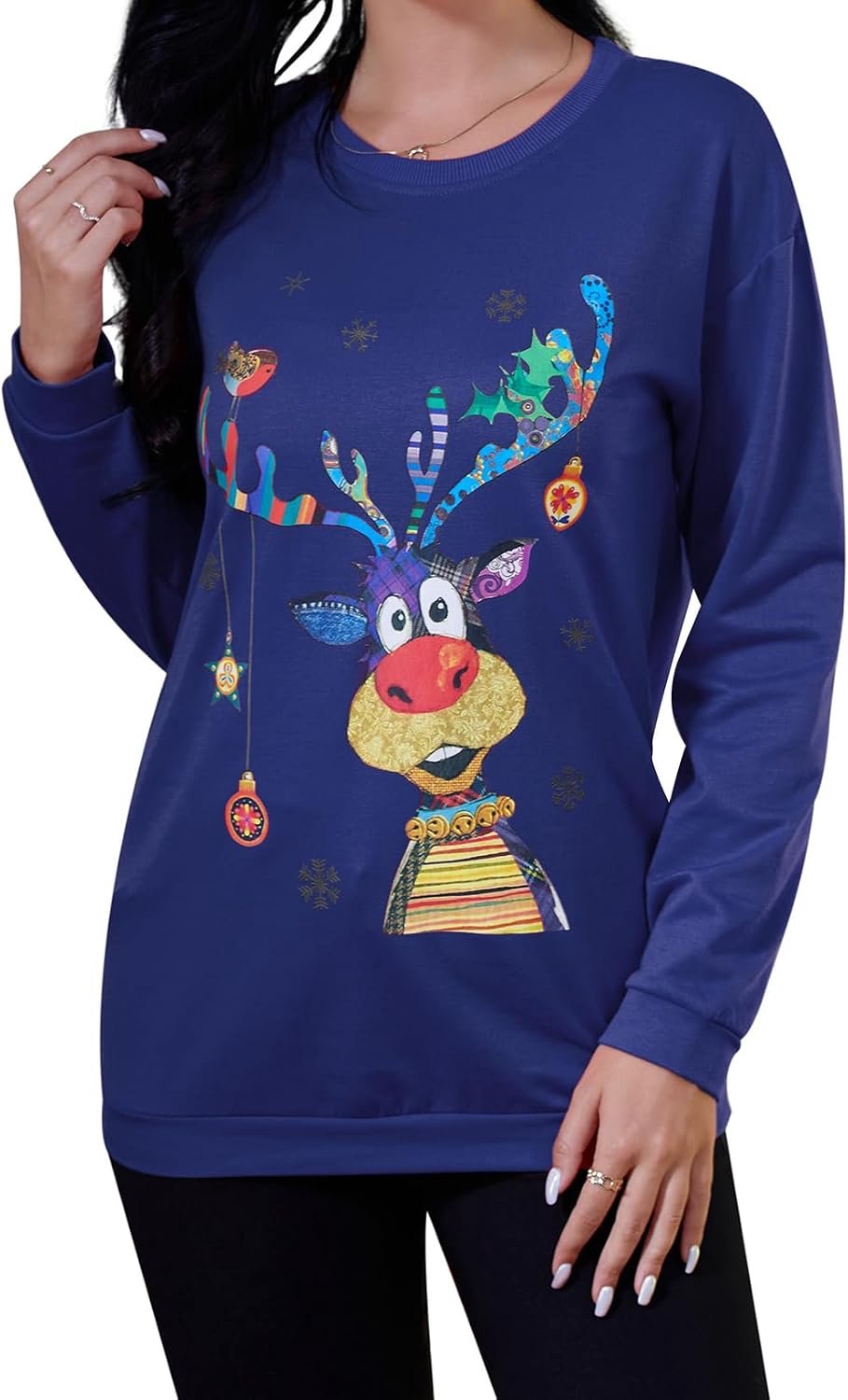 Dames Kerstmis sweatshirt kersttrui vrouwen casual shirt met lange mouwen Christmas Sweat bovenstuk top S-XXL