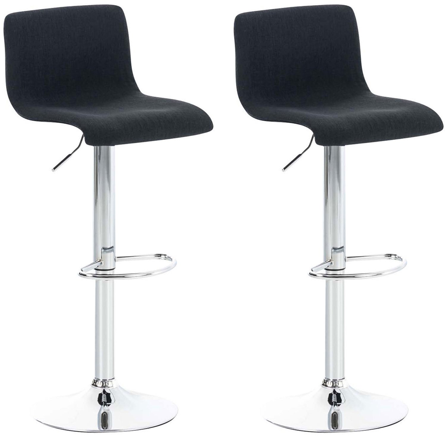 Luxe Comfort Barkruk - Set van 2 - Verstelbaar - Stof - Zwart zwart chroom