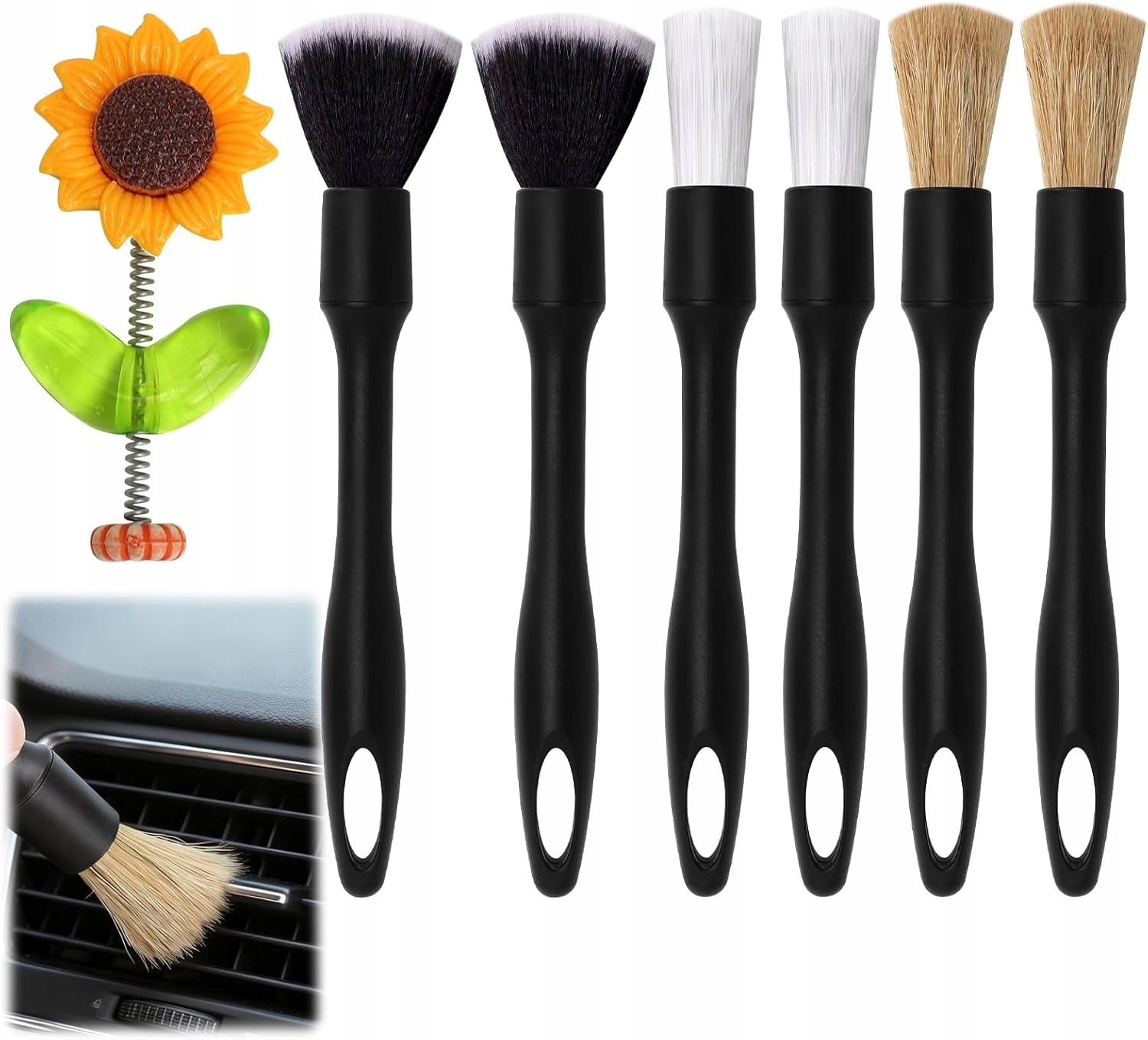 Set van 6 Poetsborstels voor Auto Interieur en Velgen