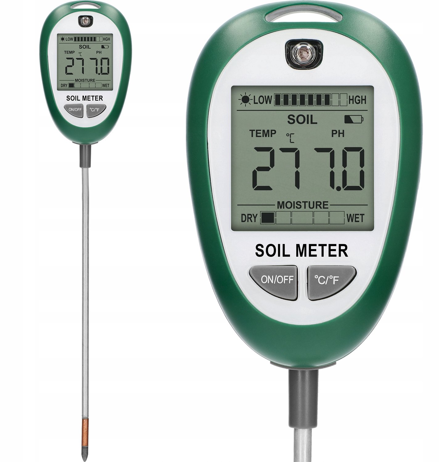 Bodemtester 4-in-1: pH, Vocht, Licht & Temperatuur Meter