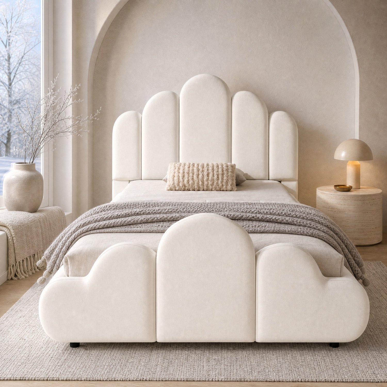 CHICFURN Gestoffeerd Kinderbed 90 x 200 cm - Lattenbodem - Fluweel - Beige