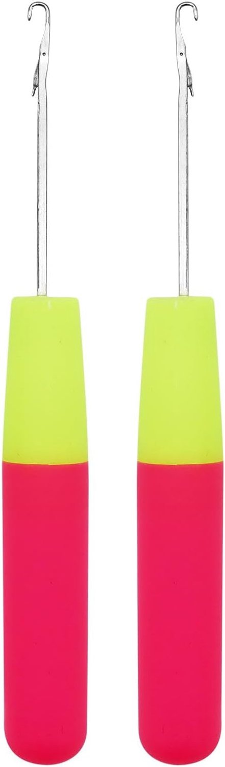 2 stuks Latch Hook, Latch haaknaald, knoopnaald, haarhaaknaald, haarverlenging, naald, kleurrijke knoopnaald haar, voor doe-het-zelven, knutselen, vlechten