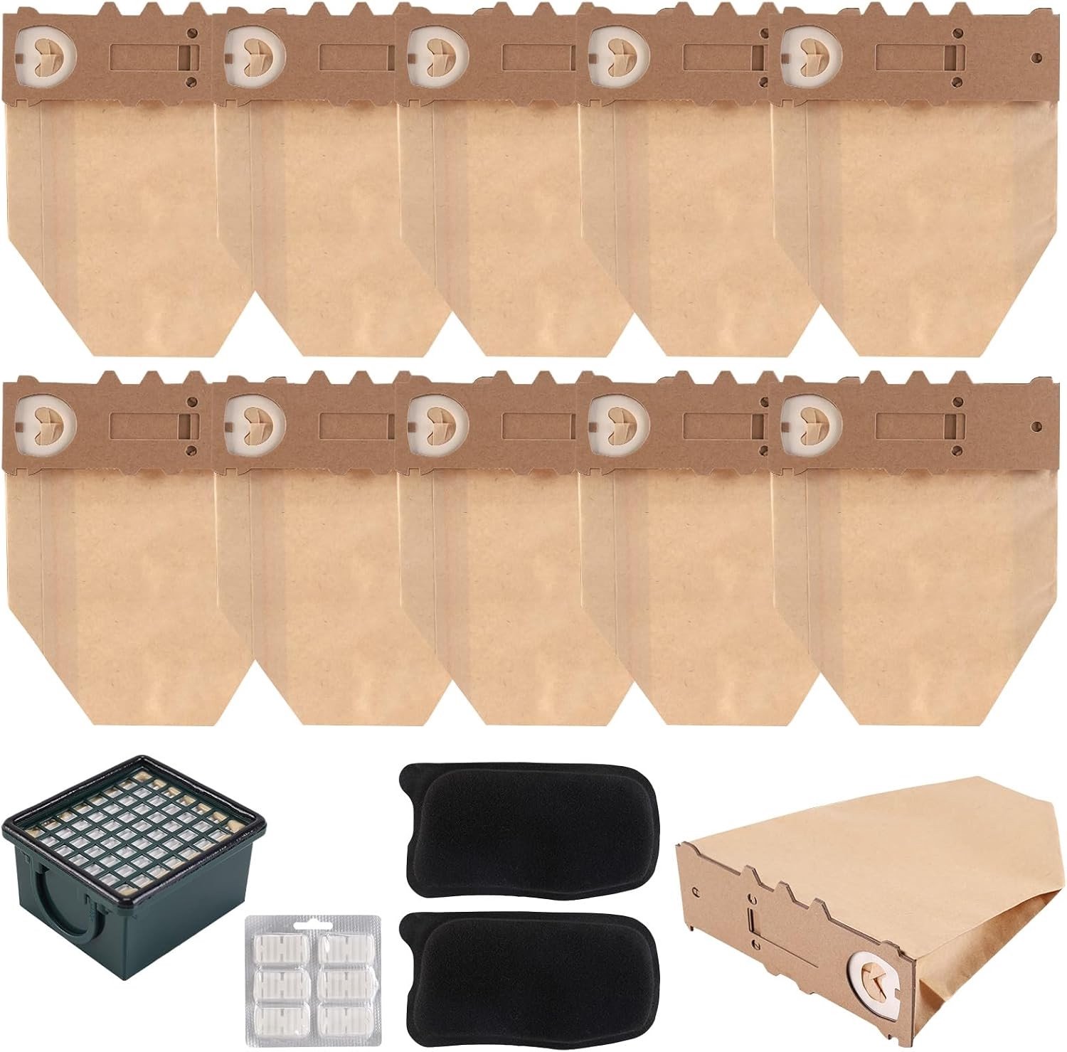 12 Stofzuigerzakken met 2 HEPA-filters voor Kobold VK7 - Perfecte Vuilopname en Allergiebestrijding