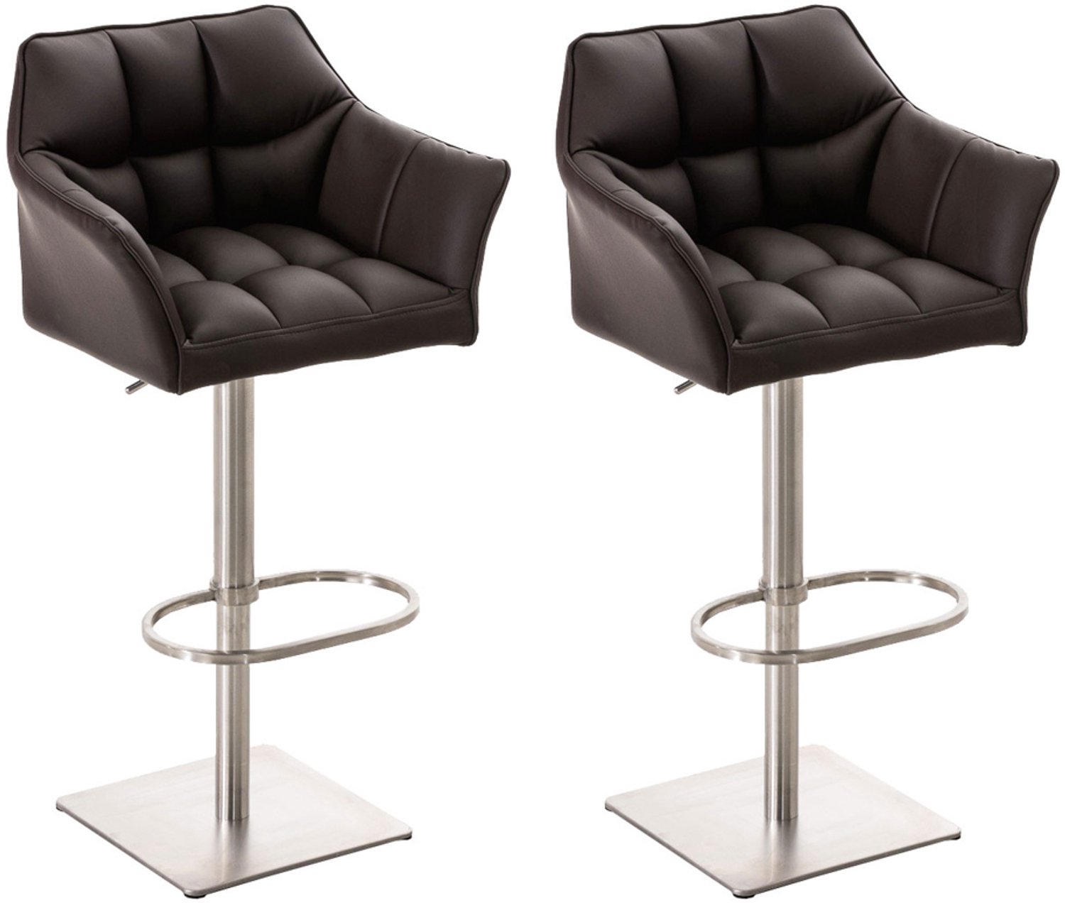 Luxe Comfort Barkruk - Set van 2 - Verstelbaar - Kunstleer - Bruin bruin roestvrij staal