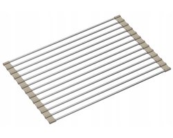 myQ Opvouwbare Keukenmat RVS/Beige 38x25 cm