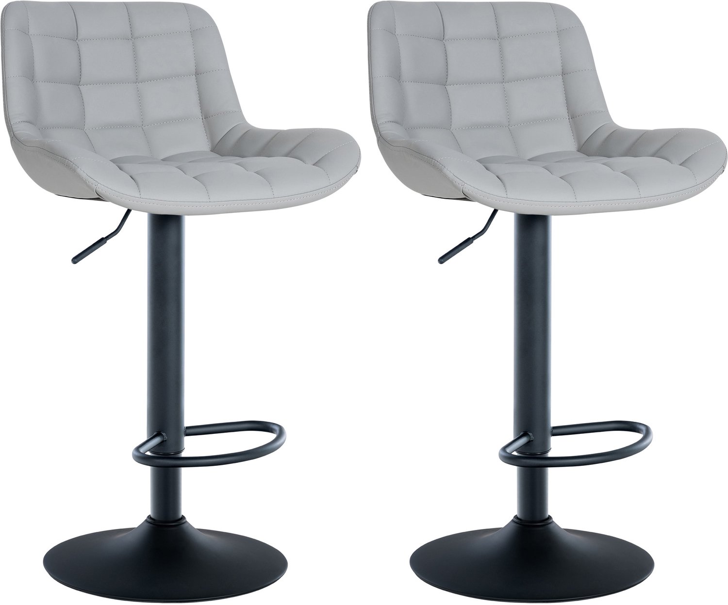 Luxe Comfort Barkruk - Set van 2 - Verstelbaar - Kunstleer - Grijs zwart/grijs