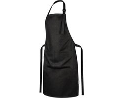 Viamart® Premium Line Keukenschort Zwart - Wasbaar op 60° - Horecakwaliteit 230 g/m² - Dubbel Gestikt - Vlekbestendig - 3 Zakken - Verstelbare Nekband - Kookschort & BBQ Schort - Unisex