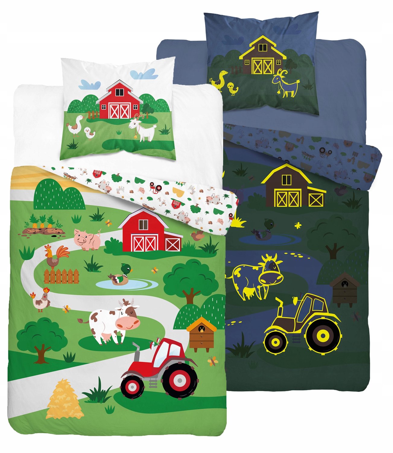 Lotte & Julius dekbedovertrek - 140 x 200 cm - Tractor - Groen