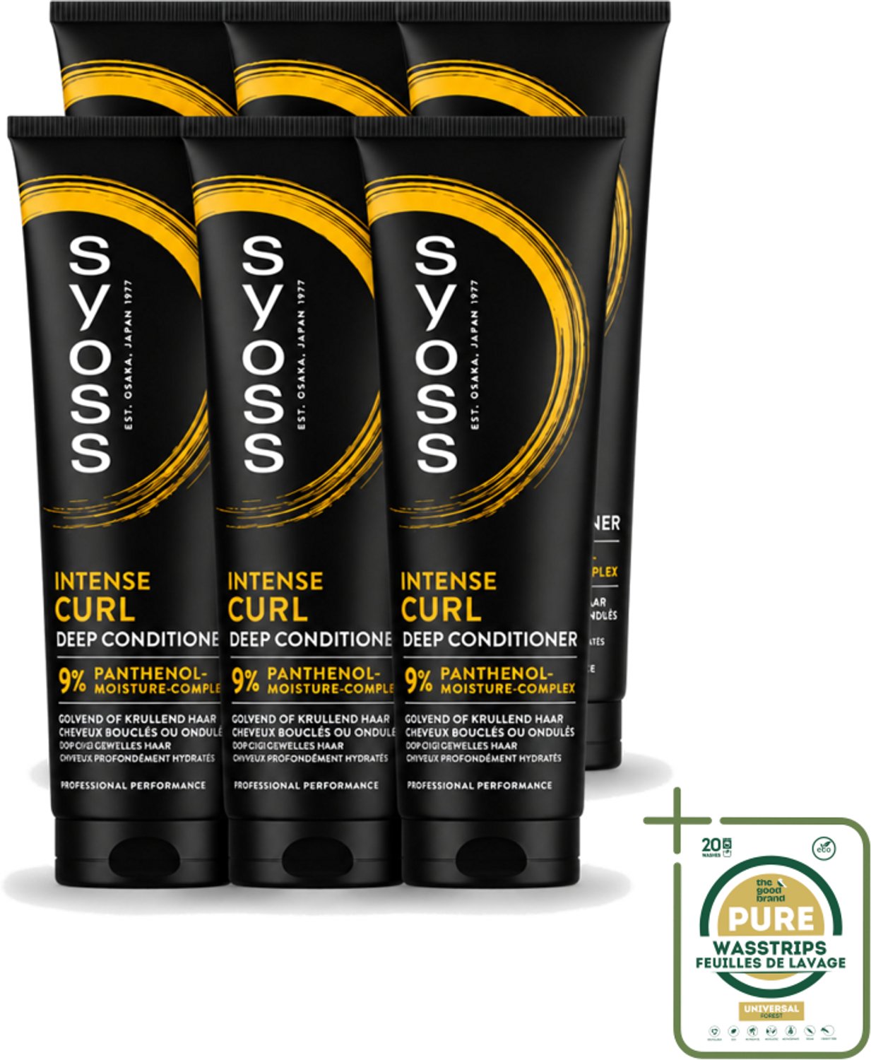 6 x Syoss - Intense Curls - Deep Conditioner - Elastische Krullen - 250 ml - Wasstrips - Krullen Verzorgen - Elastische Krullen - Kruldefinitie - Haar Verzorging - Hydraatatie