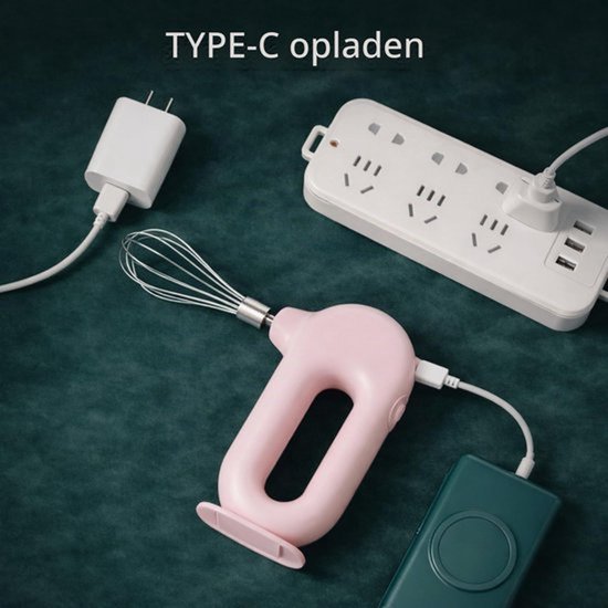 Draadloze Handmixer Elektrische Mini USB -oplaad 1500 MAh Egg Beater 4 Verstelbare Mini -Handmixer, en Draagbaar met Ronde Handgreep voor Comfortabel Gebruik (PINK) — afbeelding 4