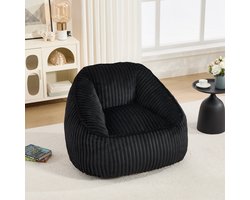 CHICFURN Zitzak - Met rugleuning en armleuningen - Ribstof - Zwart