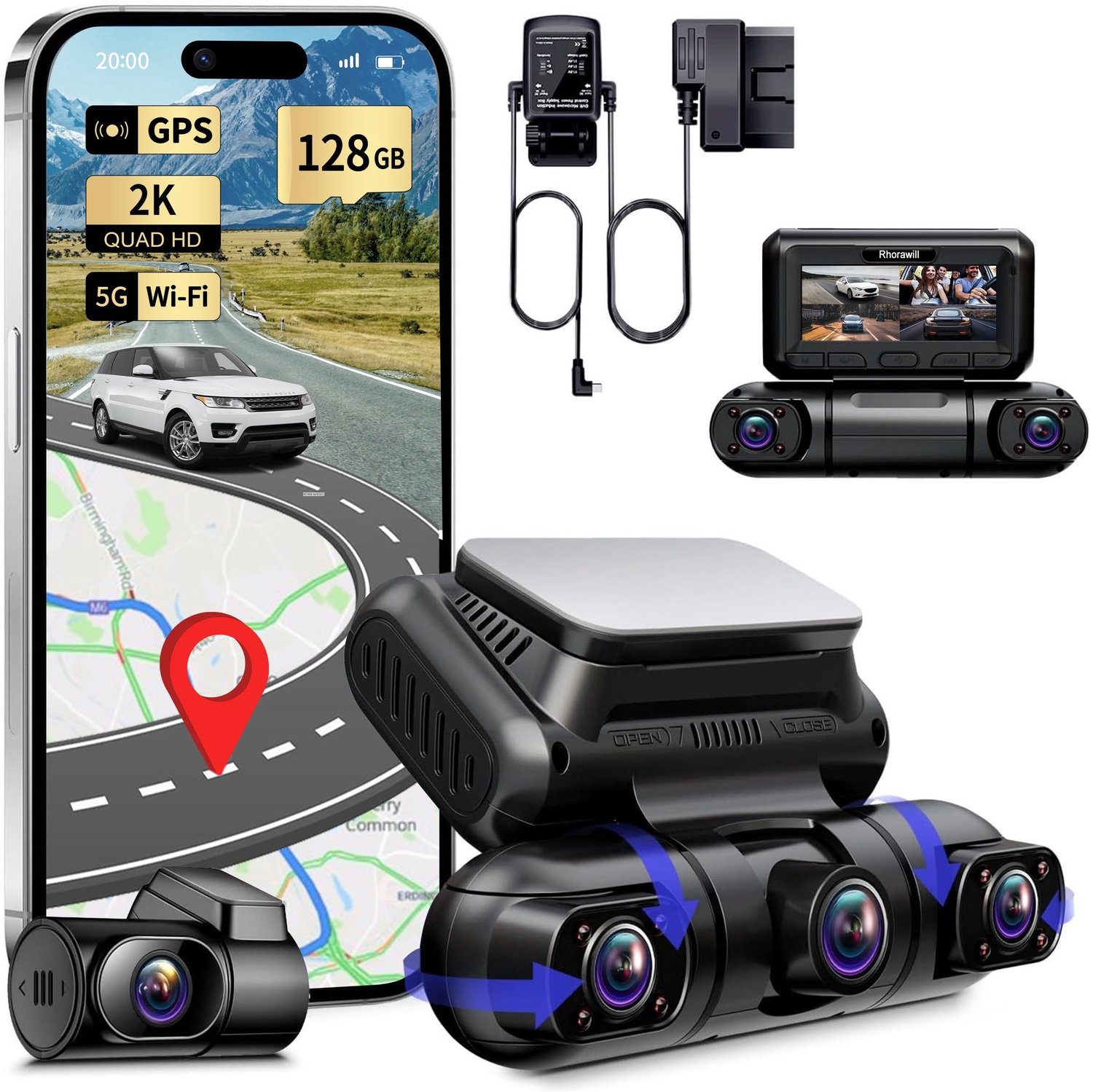 4-Kanaals Dashcam met 360° Beeldhoek