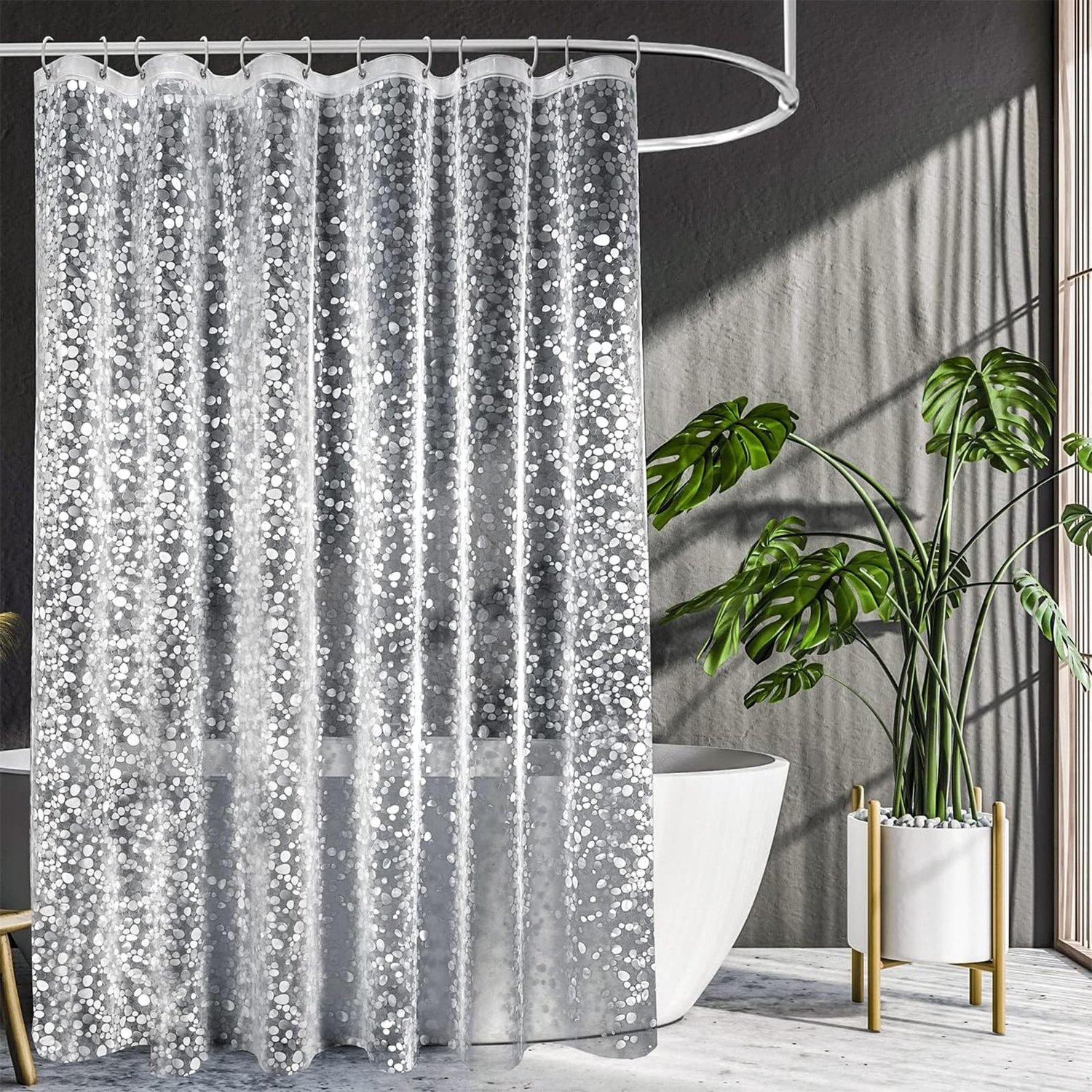 Douchegordijn 3D Kiezeltjes 180 x 200 cm Waterdicht