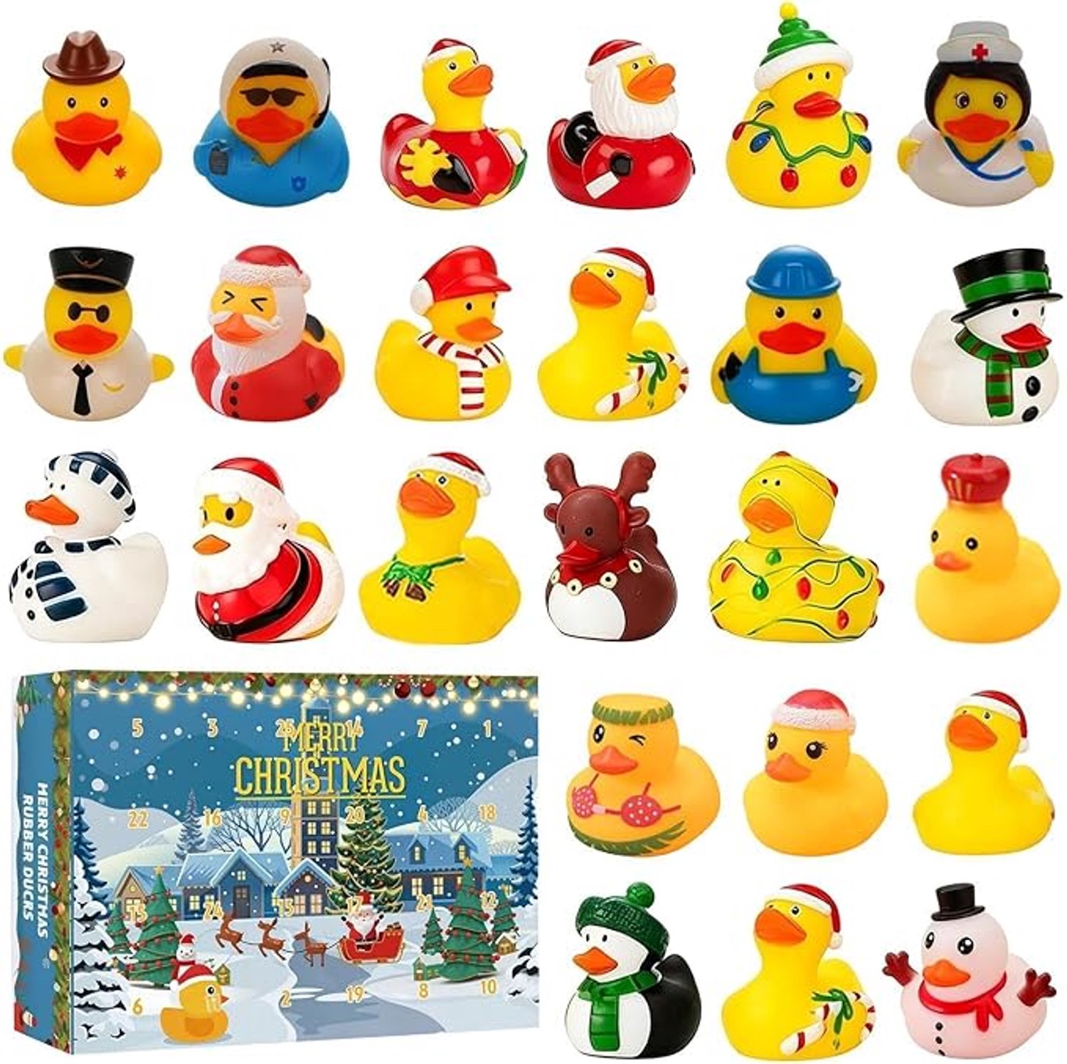 adventskalender 2026- adventskalender - adventskalender kinderen - aftellen naar Kerstmis 24 dagen - 24 dagen aftelkalender - Kerst Aftelkalender - Kerst Badeend Adventskalender– kerstdecoratie