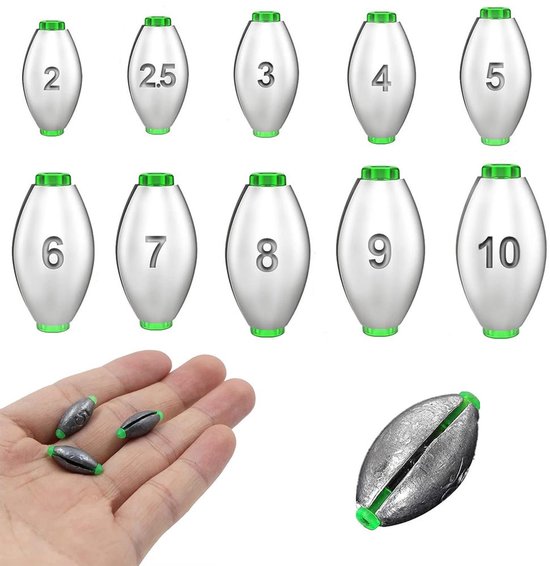 Set van 50 Zink Gewichten voor Vissen — afbeelding 4
