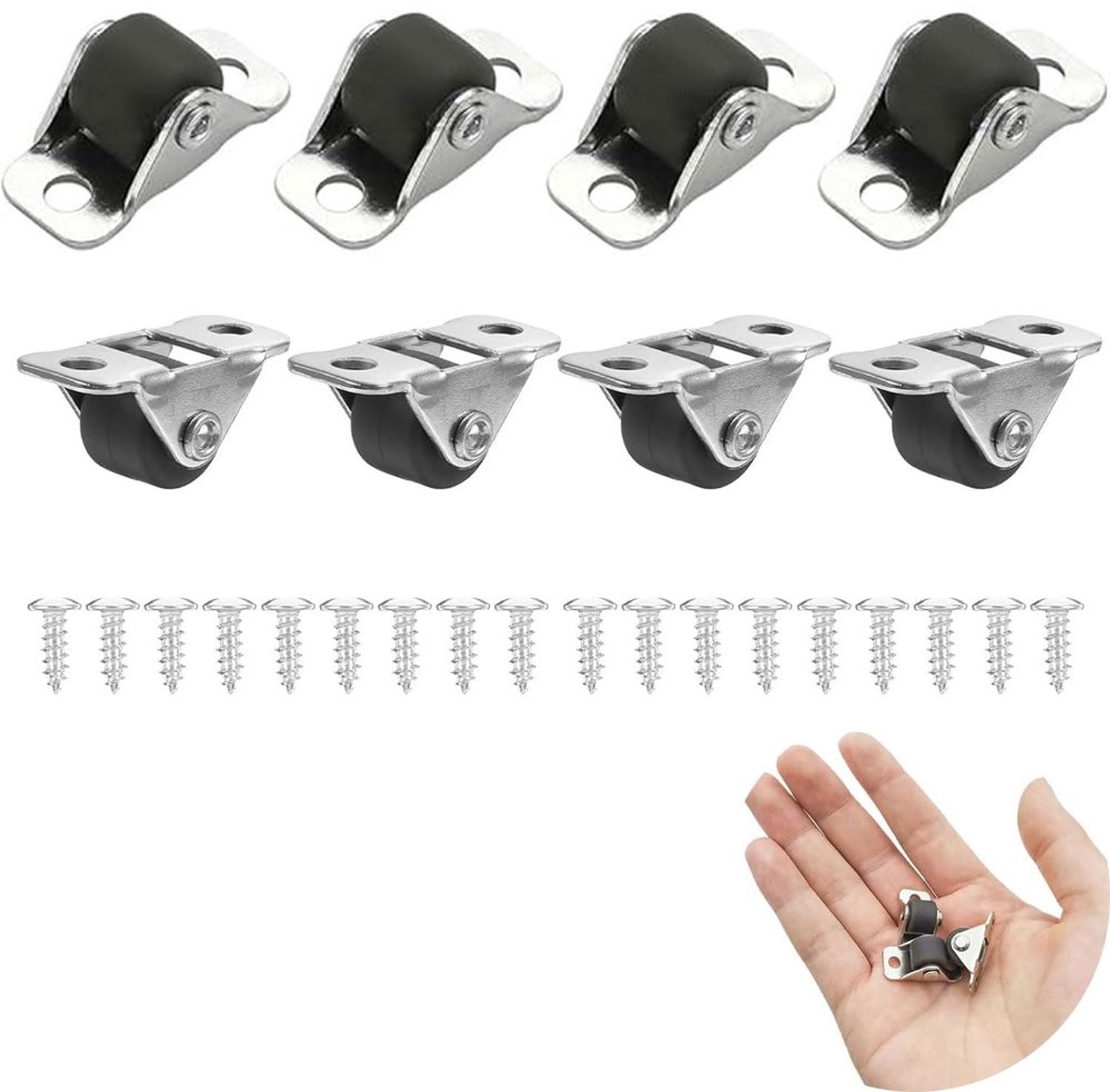 Set van 8 Mini Zachte Rubber Meubelwielen