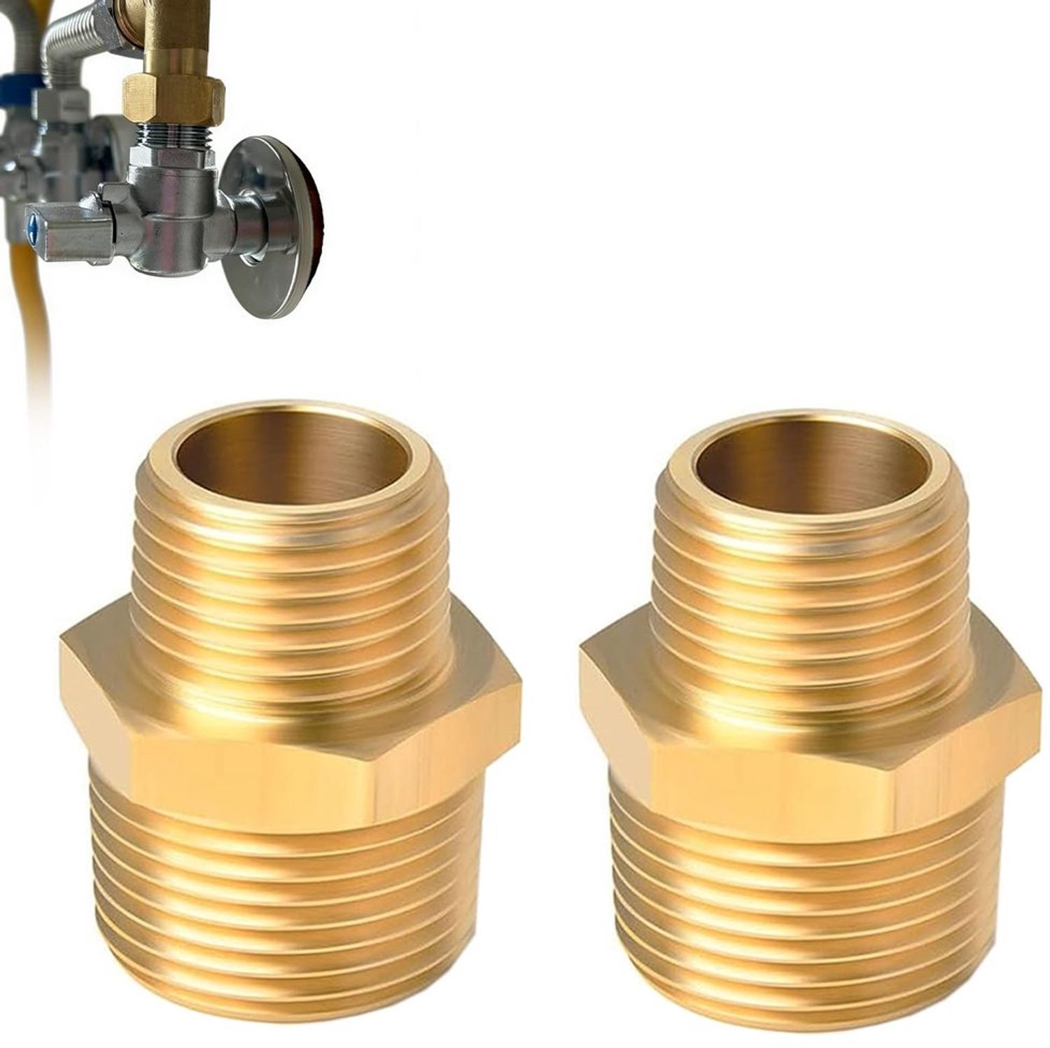 Set van 2 Messing Reducers voor Waterpijp Aansluitingen