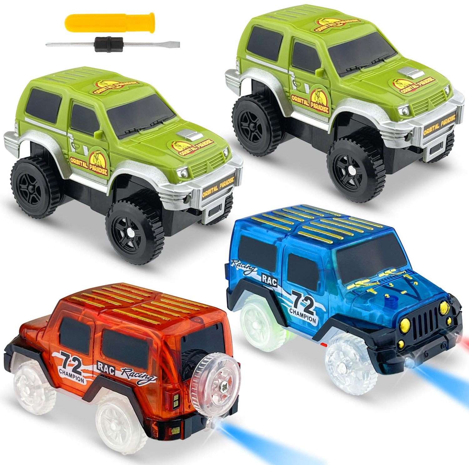 Set van 4 Elektrische Speelgoedauto's voor Kinderen 3-5 Jaar