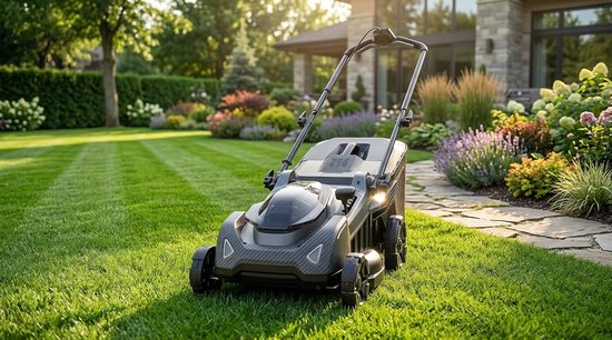 Accu Grasmaaier Zelfrijdend - Laura Homestore - 40V Borstelloze Motor - 43 cm Maaibreedte - Met 2x 5.0 Ah Accu & Snellader - Mulchfunctie & 50L Opvangbak - Tot 500 m² - Matzwart — afbeelding 5