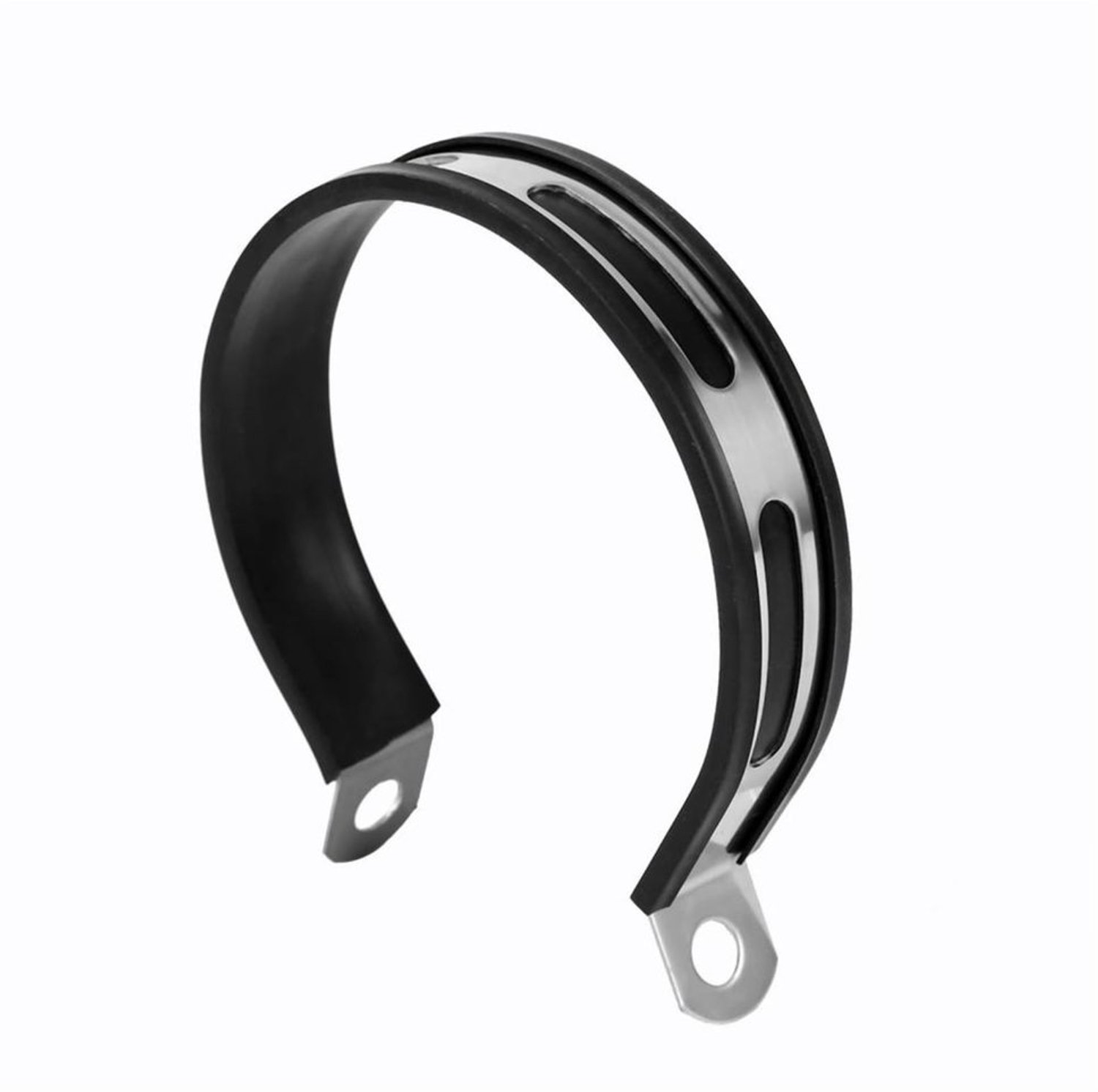 Uitlaatklem Hoogwaardige Roestvrij Staal - Uitlaatbeugel - Motorrubber - Zwart/Zilver - Makkelijk te Installeren - Semi-Cirkel Vorm