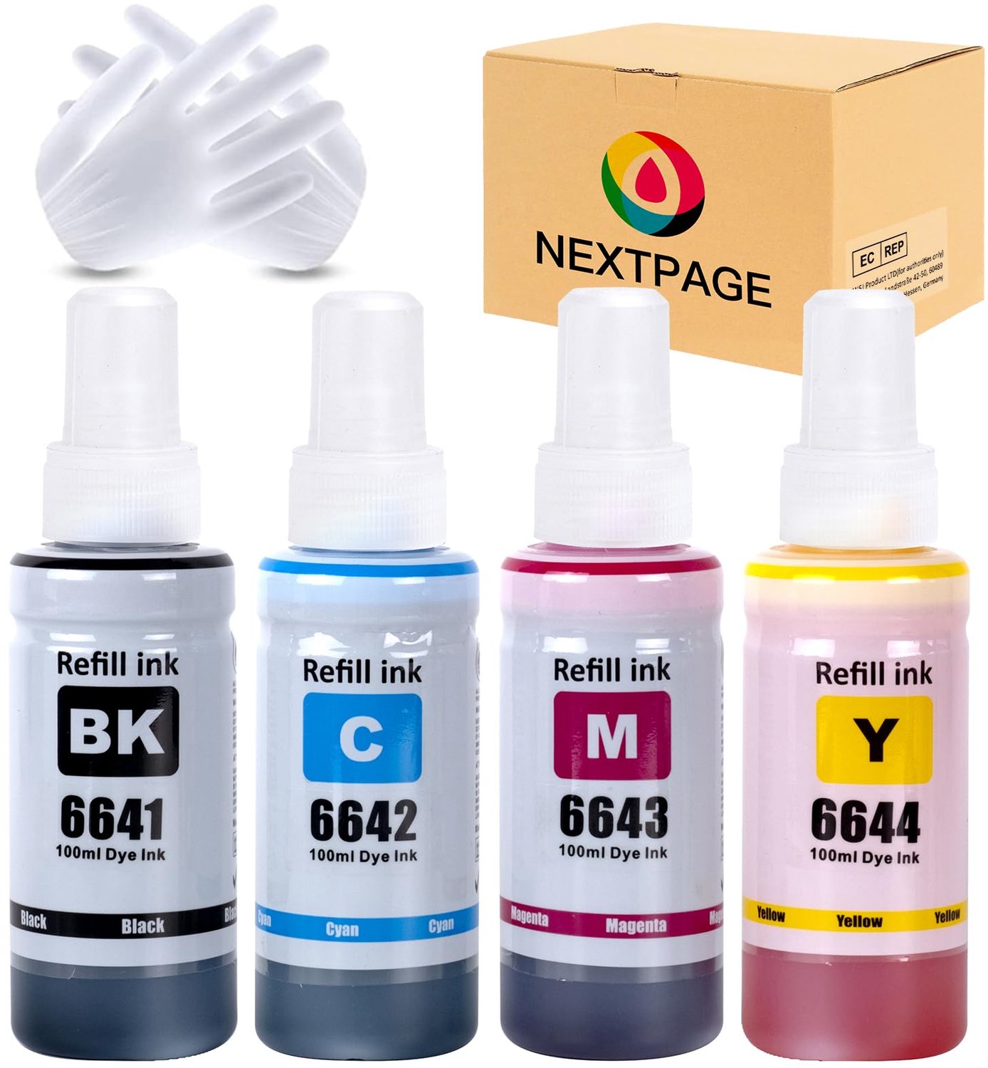 Inktnavulling voor Epson EcoTank - Compatibel met T6641 T6642 T6643 T6644 - 4 flessen