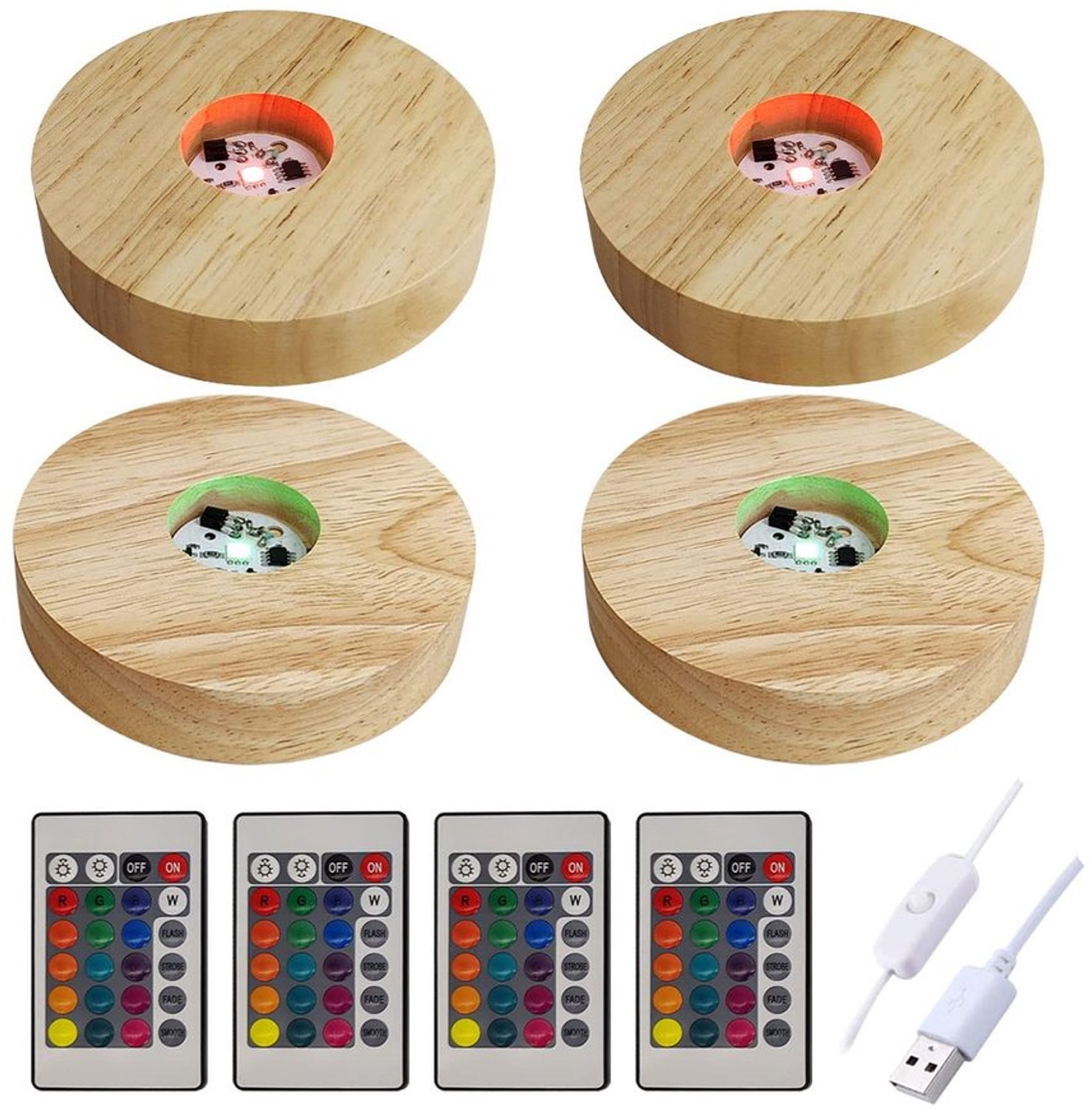 4 Stuks LED Display Basis met Afstandsbediening