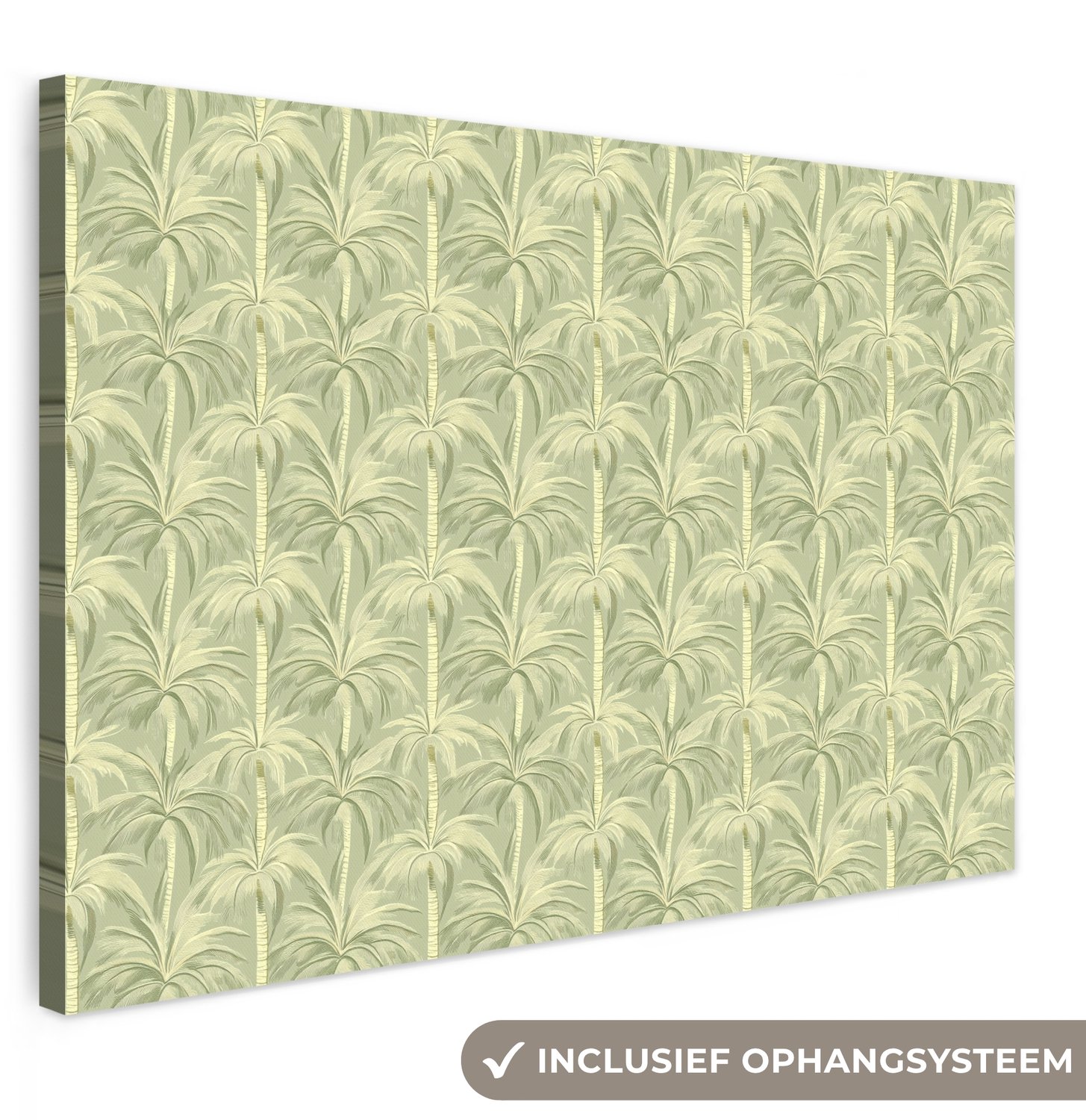 Canvas schilderij 150x100 cm - Exclusieve wanddecoratie Palmwoud - Tropisch - Groen - Muurdecoratie woonkamer - Slaapkamer decoratie - Kamer accessoires - Schilderijen op canvas groot XXL