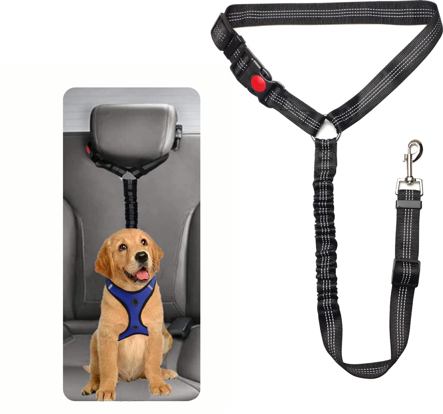 Veiligheidsgordel Honden - Veiligheidsgordel Auto - Honden Veiligheidsgordel - Verstelbaar - Polyester - Zinklegering Gesp - Hondenautogordel