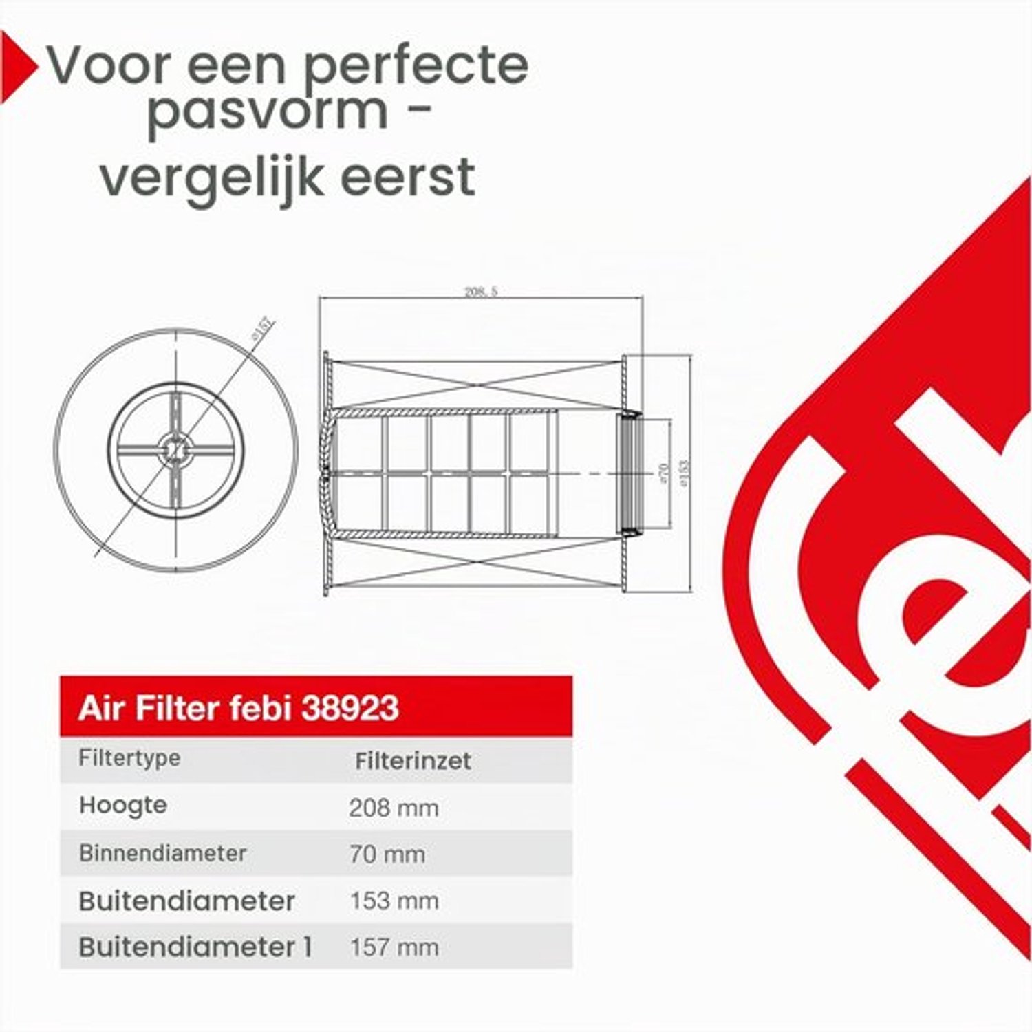 38923 luchtfilter, 1 stuk
