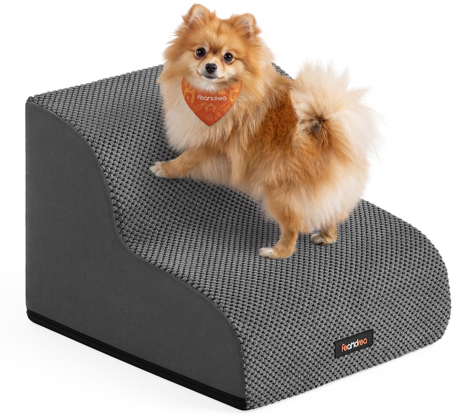 Hondentrap met 2 treden – Waterdicht en antislip – Lage helling – Voor kleine en oudere honden – 40 x 40 x 30 cm – Leigrijs