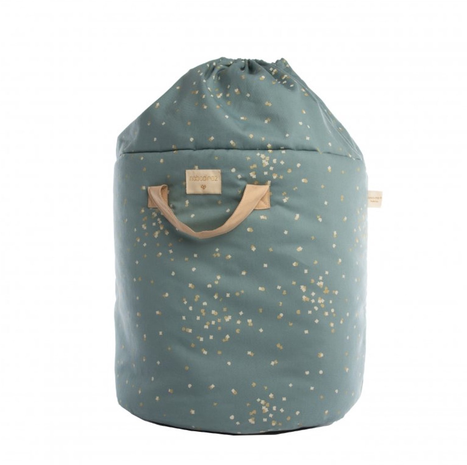 Opbergtas voor speelgoed van bamboekatoen met gouden confetti, groen
