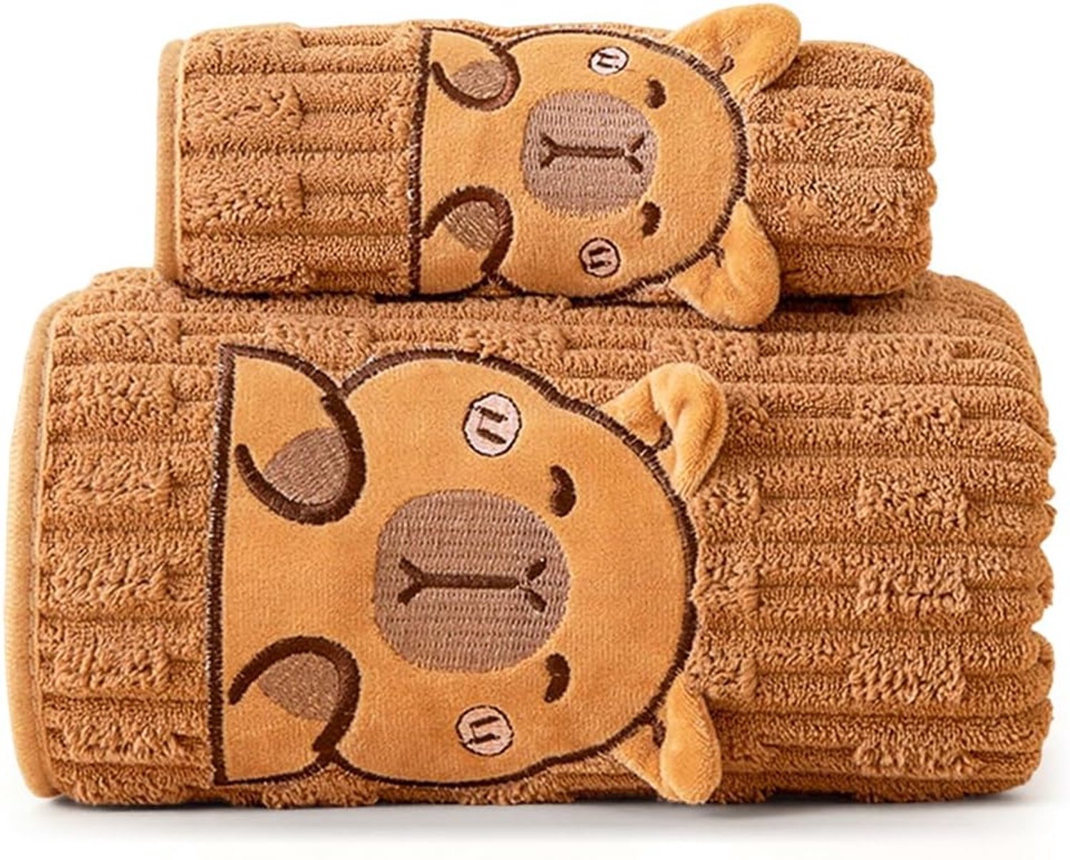 Capybara badhanddoeken, superzachte koraalfleece-badhanddoeken, pluche absorberende cartoonhanddoeken voor kinderen - ShopVlot