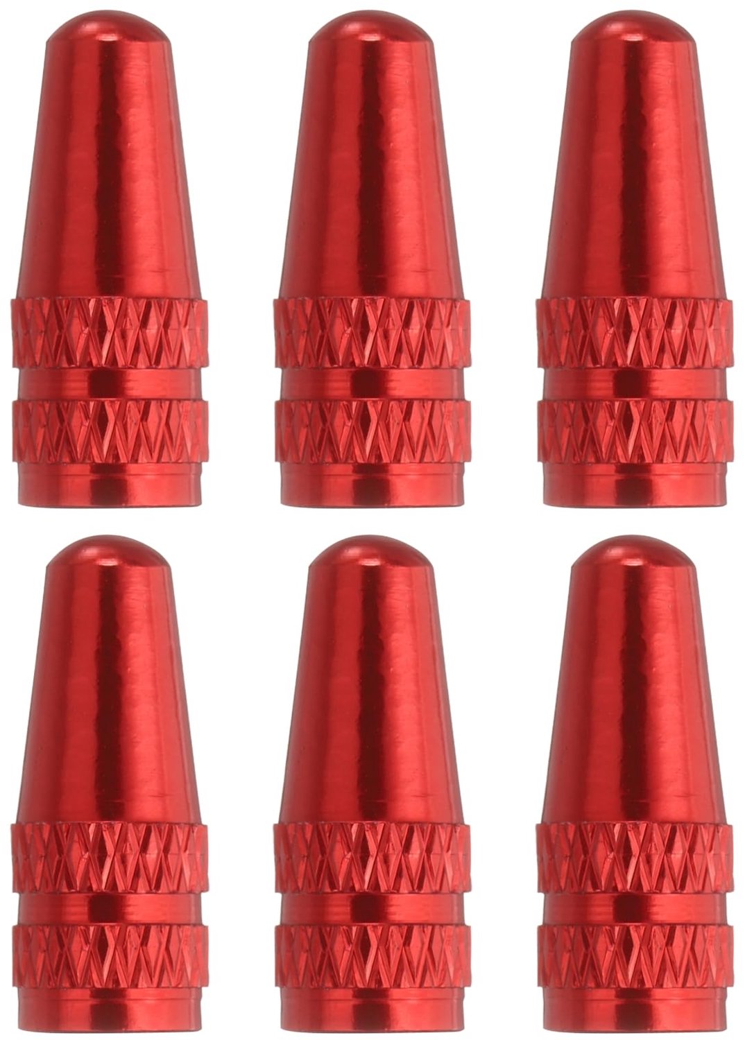 ventieldoppen voor fiets 6 stuks - geanodiseerd aluminium - rood - bescherming tegen stof - ShopVlot
