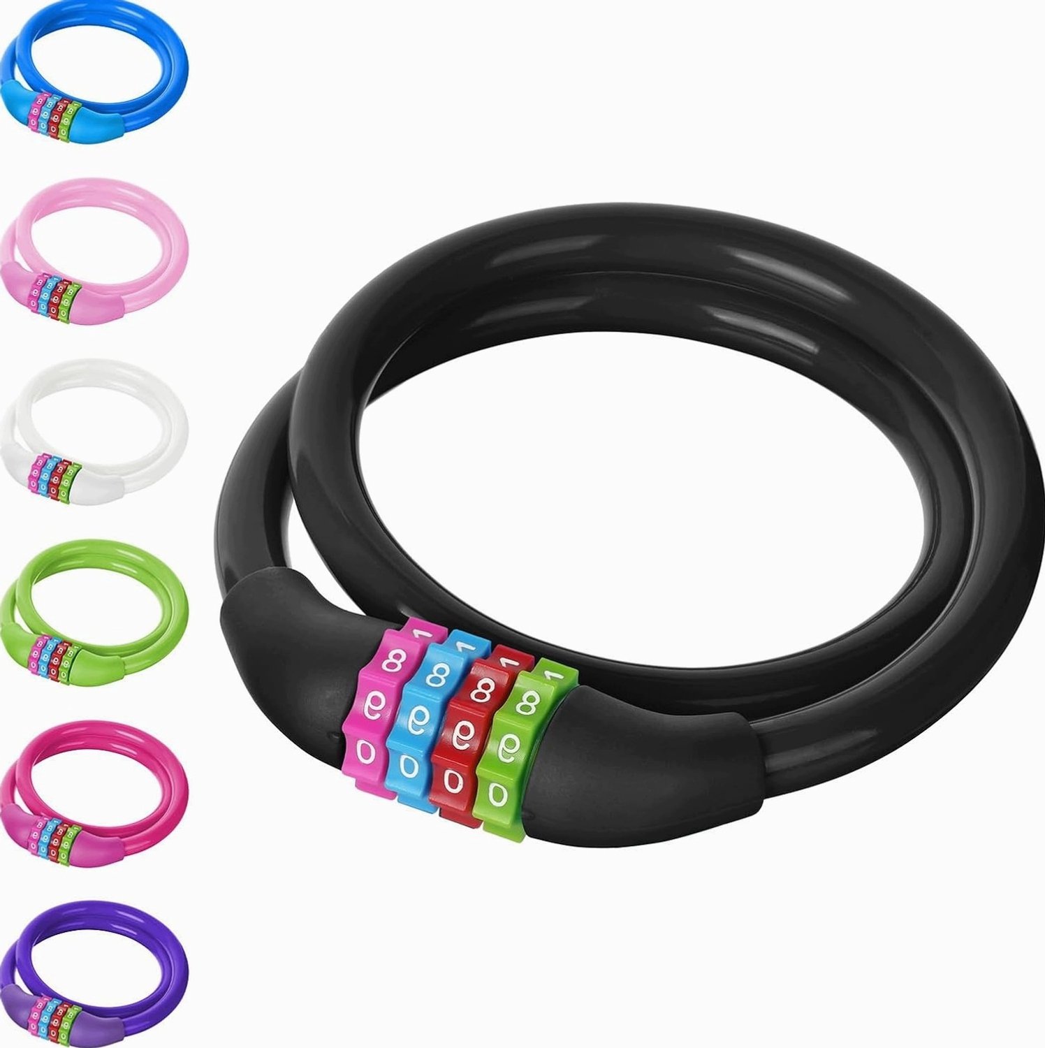 Fietsketting 65cm 4-cijferig code slot voor kinderen, staalkabel
