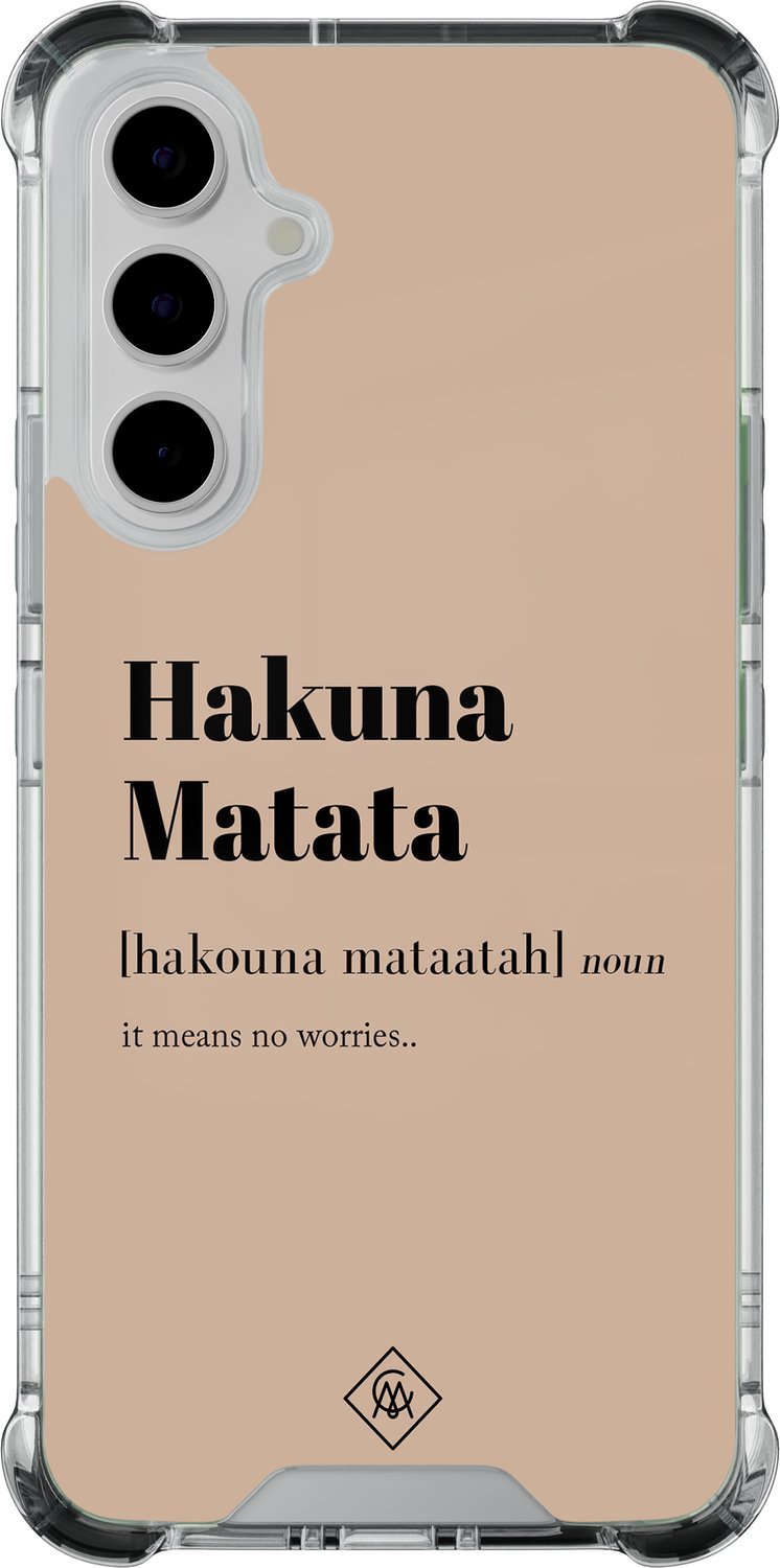 Casimoda® hoesje - Geschikt voor Samsung Galaxy A55 - Hakuna Matata - Shockproof case - Extra sterk - TPU/polycarbonaat - Bruin/beige, Transparant