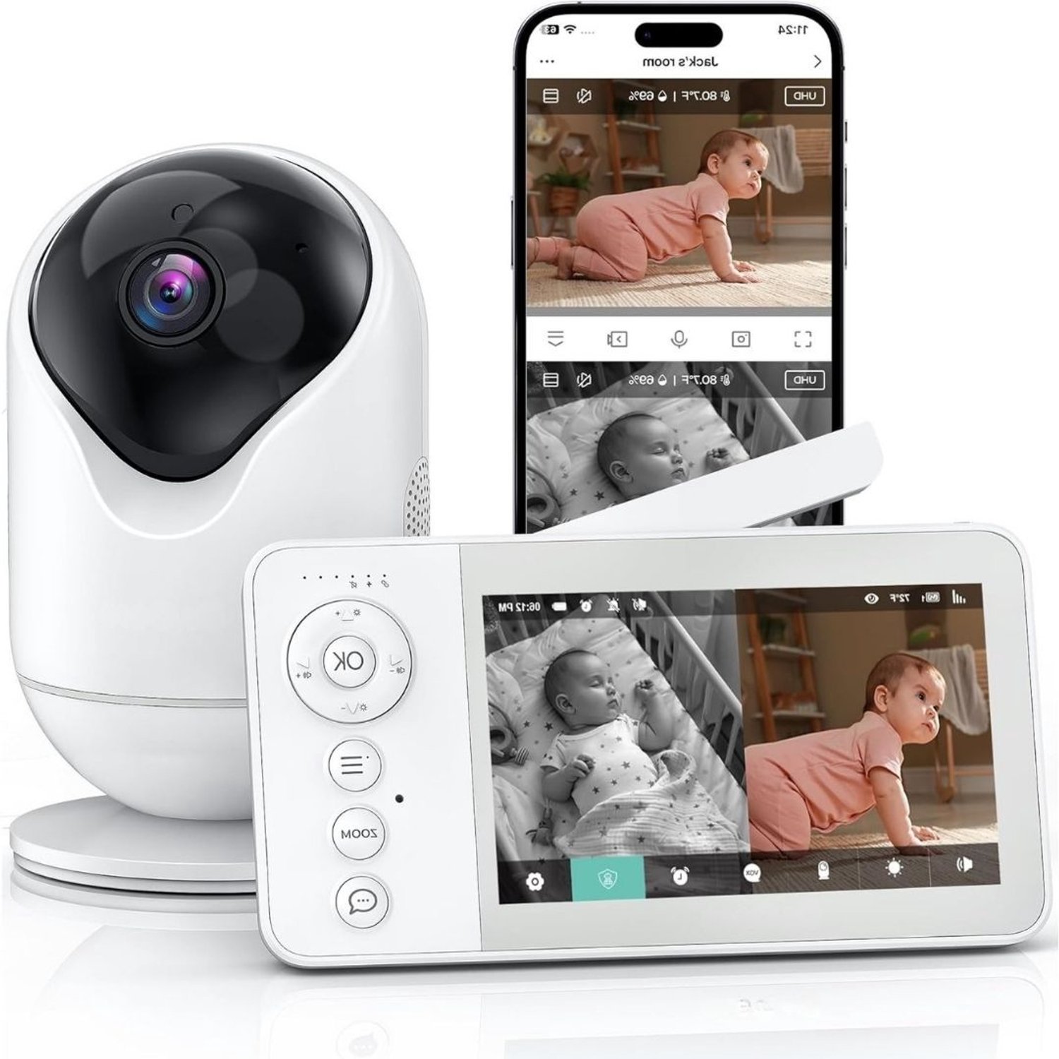 Zolvano® Baby Monitor Met Camera – Babyfoon Met App – Babycamera - Wit