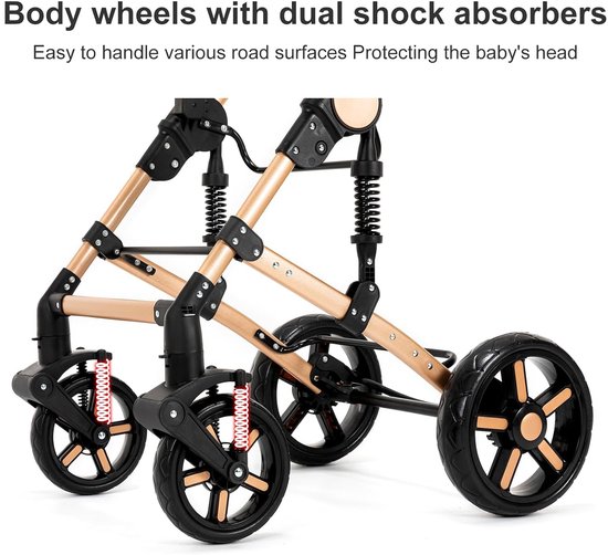 3-in-1 kinderwagen - babywagen met autostoel - verstelbare rugleuning - veiligheidsharnas - luxe uitvoering - grijs — afbeelding 2
