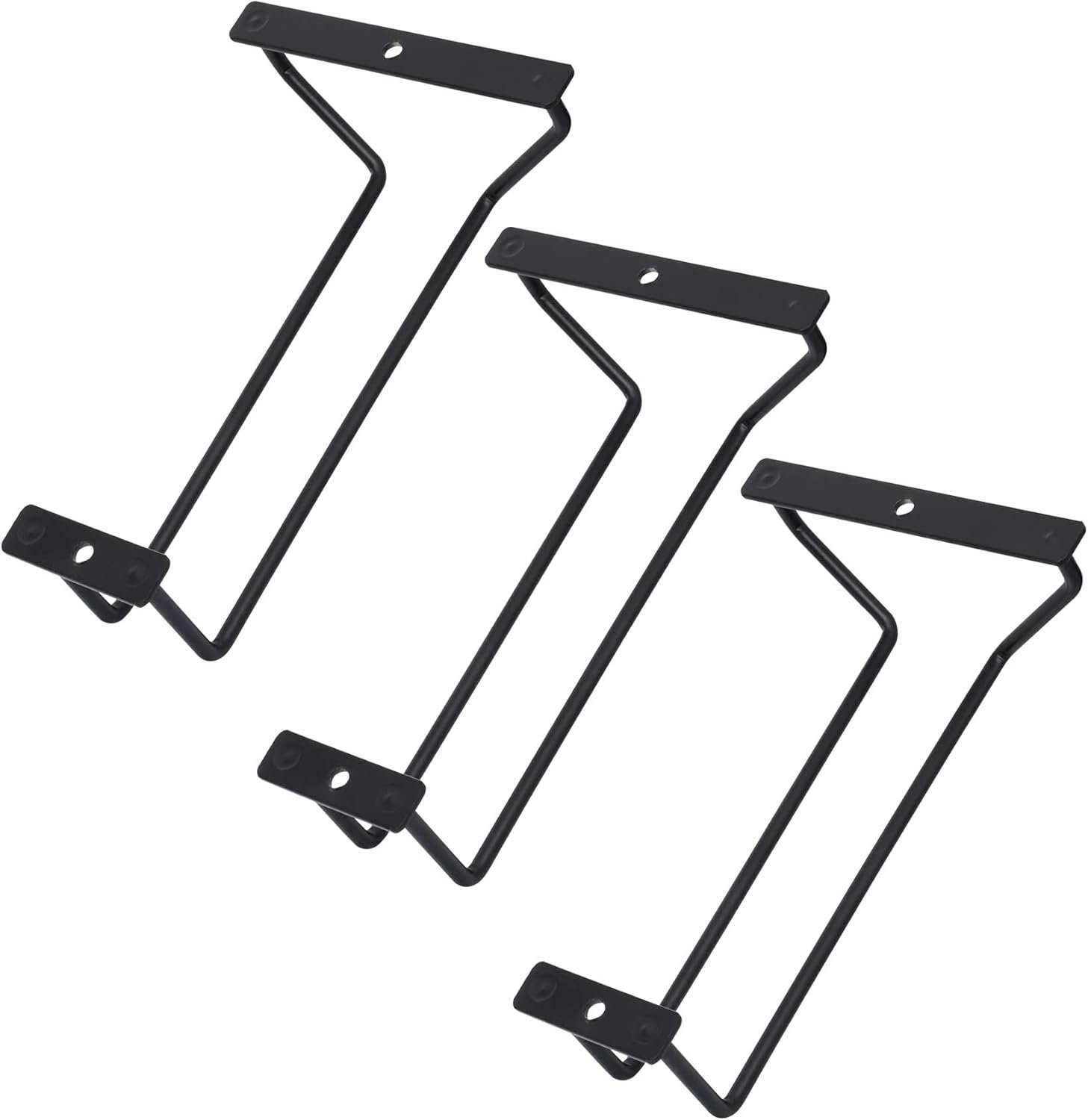 SnelShoppen - 7-inch zwarte wijnglazen rek - onder kast wijnglashouder voor bar, keuken, 3 stuks, ijzer, ruimtebesparend, enkel rij, 18x11x5 cm