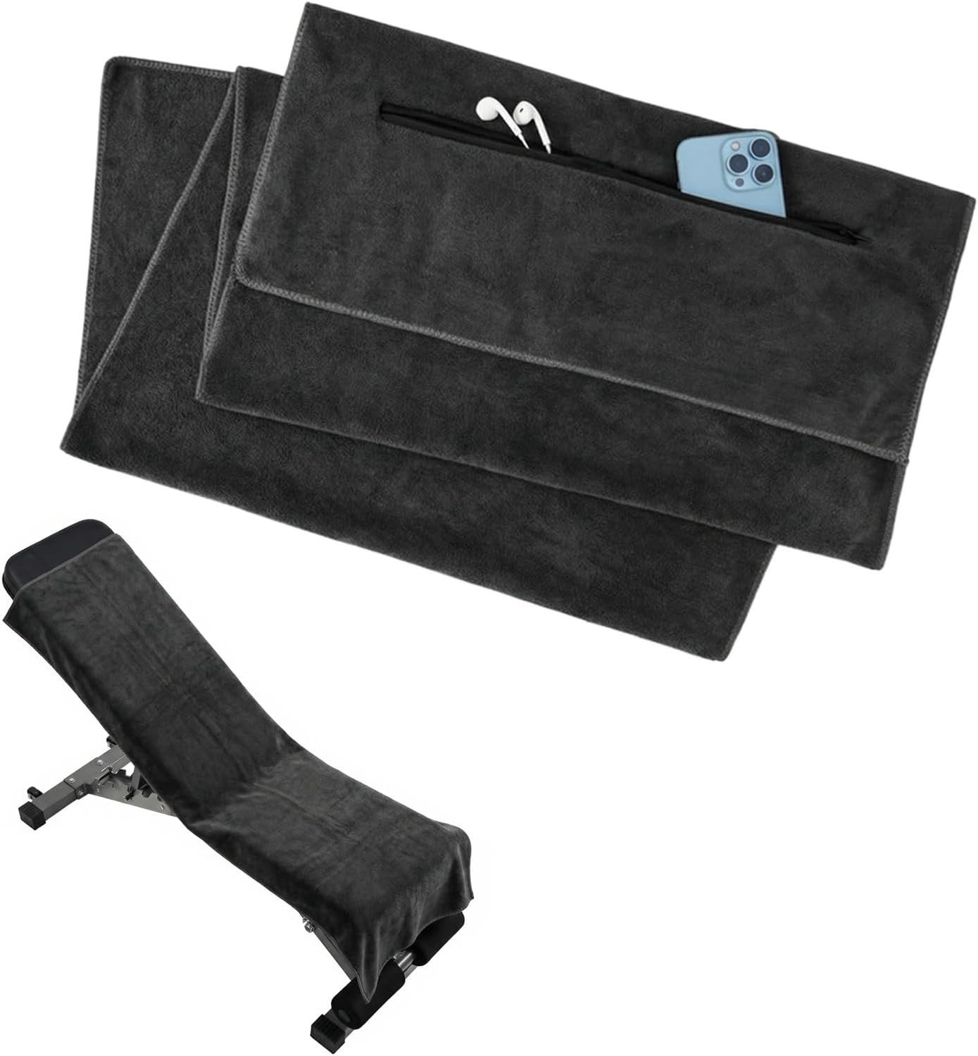 Snel drogende microvezel sporthanddoek 120 x 50 cm met ritsvak, ideaal voor gym, training en reizen, lichtgewicht en absorberend