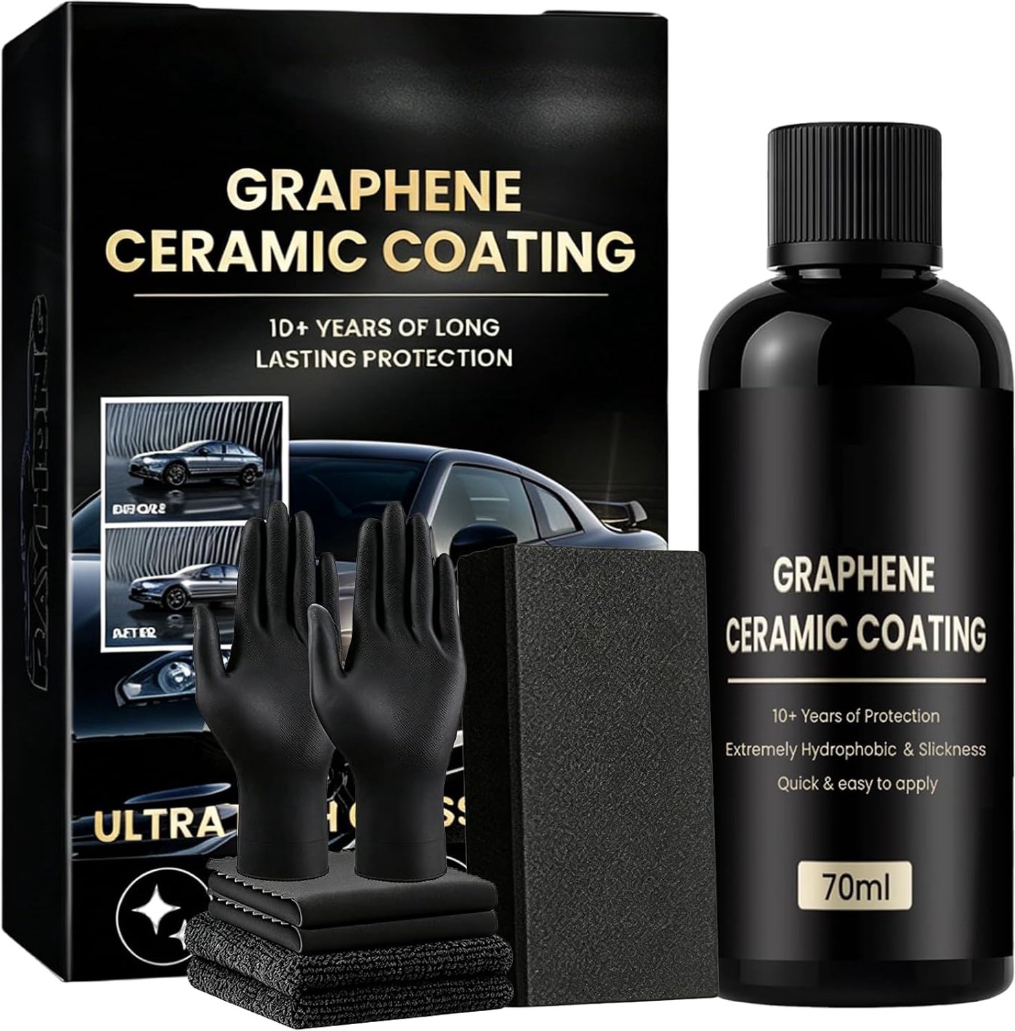 Keramische verzegeling voor auto, 20 uur, 70 ml, keramische verzegeling voor auto's, hoogglans, krasbestendig - ShopVlot