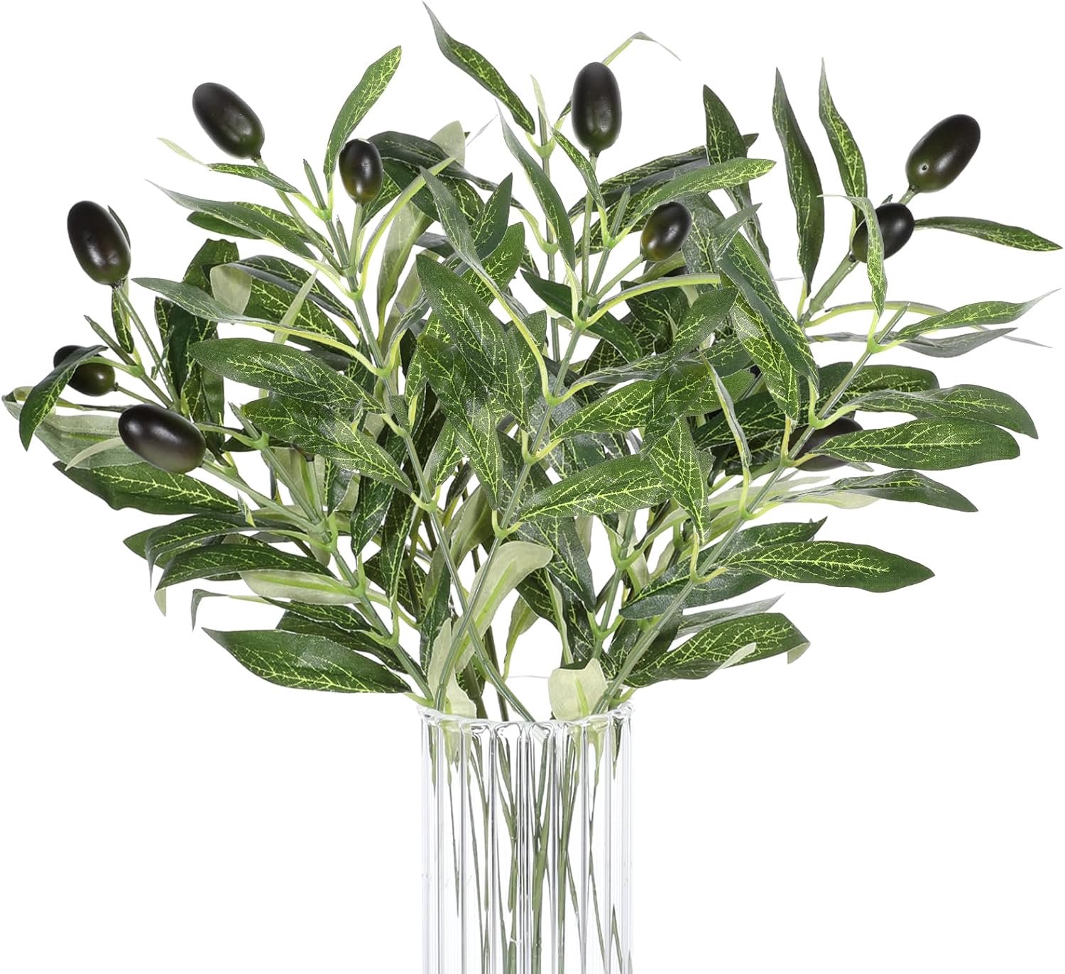 SnelShoppen - 5 Stuks Kunststof Olijftakjes 28cm - Decoratieve Takken voor Bruiloft, Tuin, Kantoor en Binnen Buiten Gebruik - Natuurlijke Sfeer