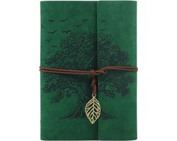 SnelShoppen - Thboxes Notitieboek A5 Vintage PU-leer Ringband Blanco 160 Pagina's Navulbaar Groen Ideaal voor Dagboek Reisdagboek Schetsboek Notitiebl