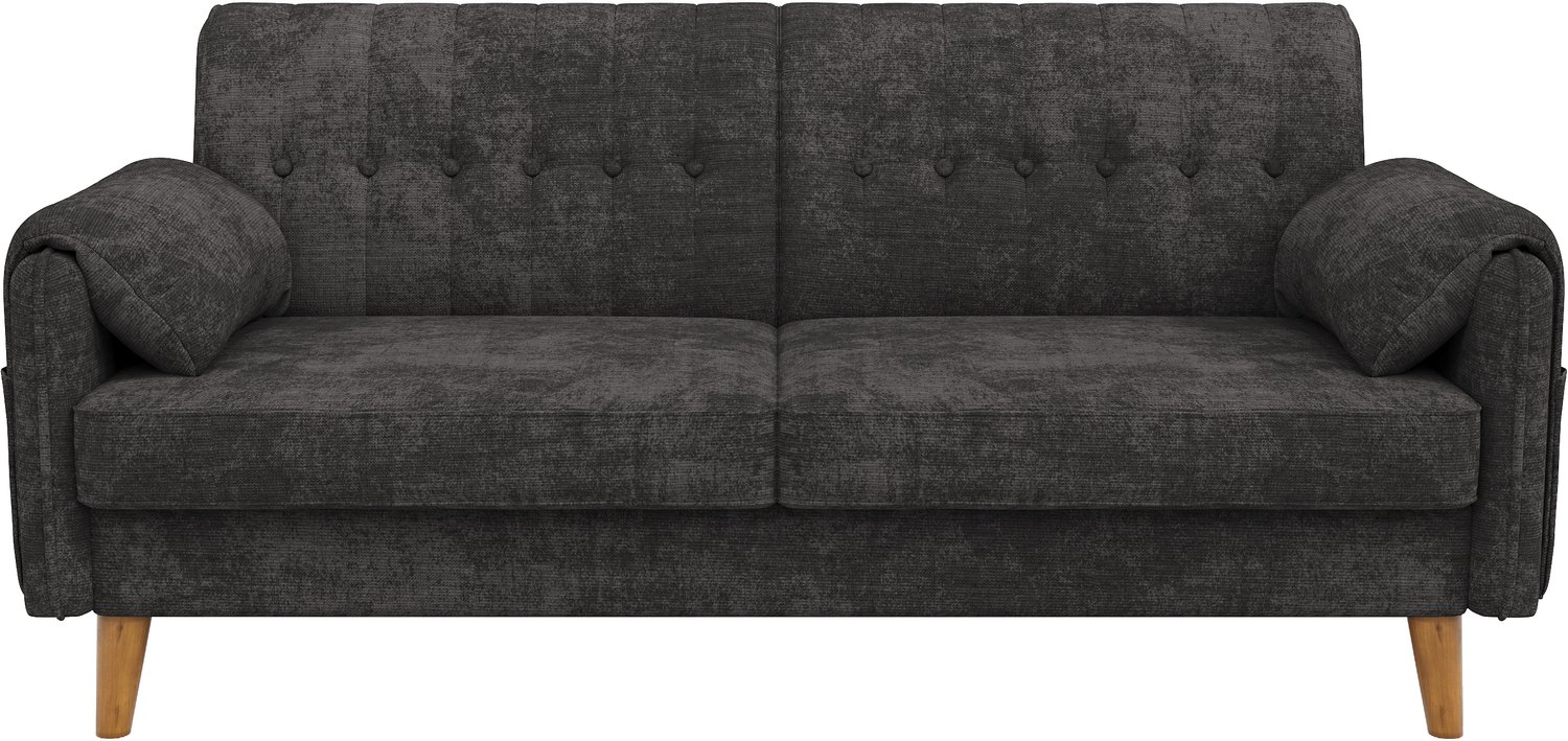SONNENH 2-zits bank met houten poten - Chenille - 161,5 cm - Donkergrijs