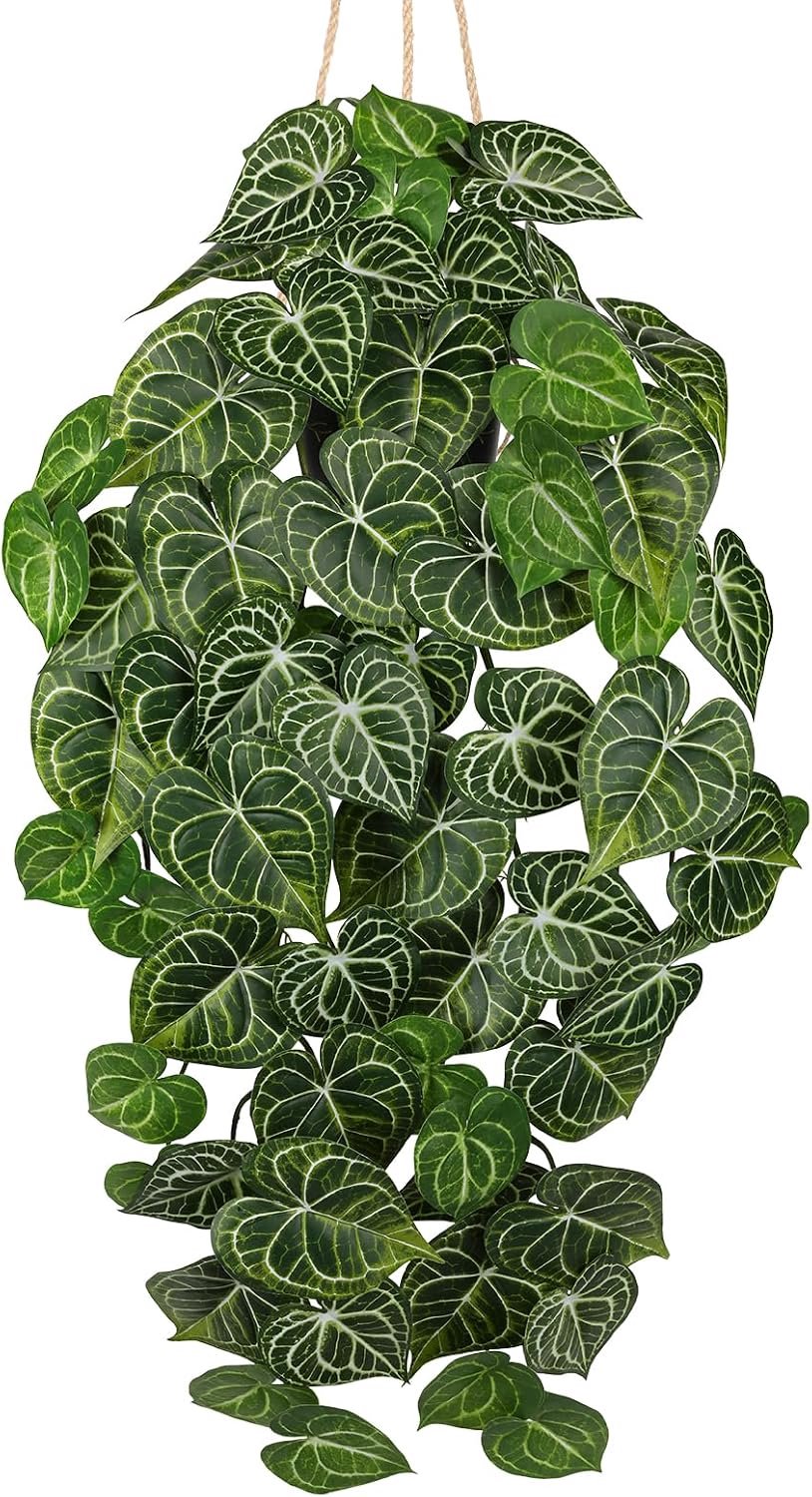 Kunstplant Anthurium Crystallinum 94 cm - Hangplant - Potted - Exotische sfeer voor woonkamer - ShopVlot