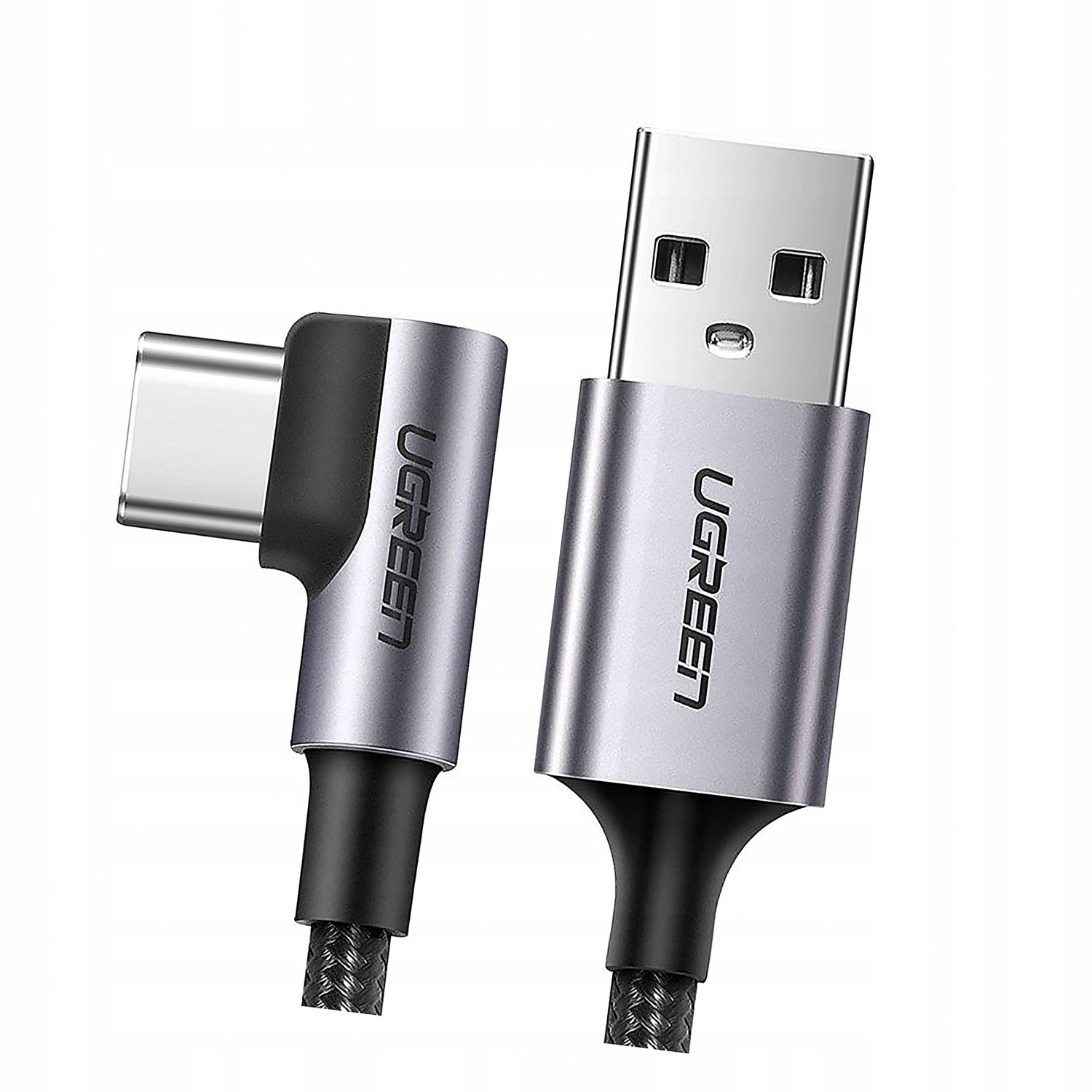 Ugreen US284 USB-A naar USB-C Hoek Kabel 3A 1m Grijs