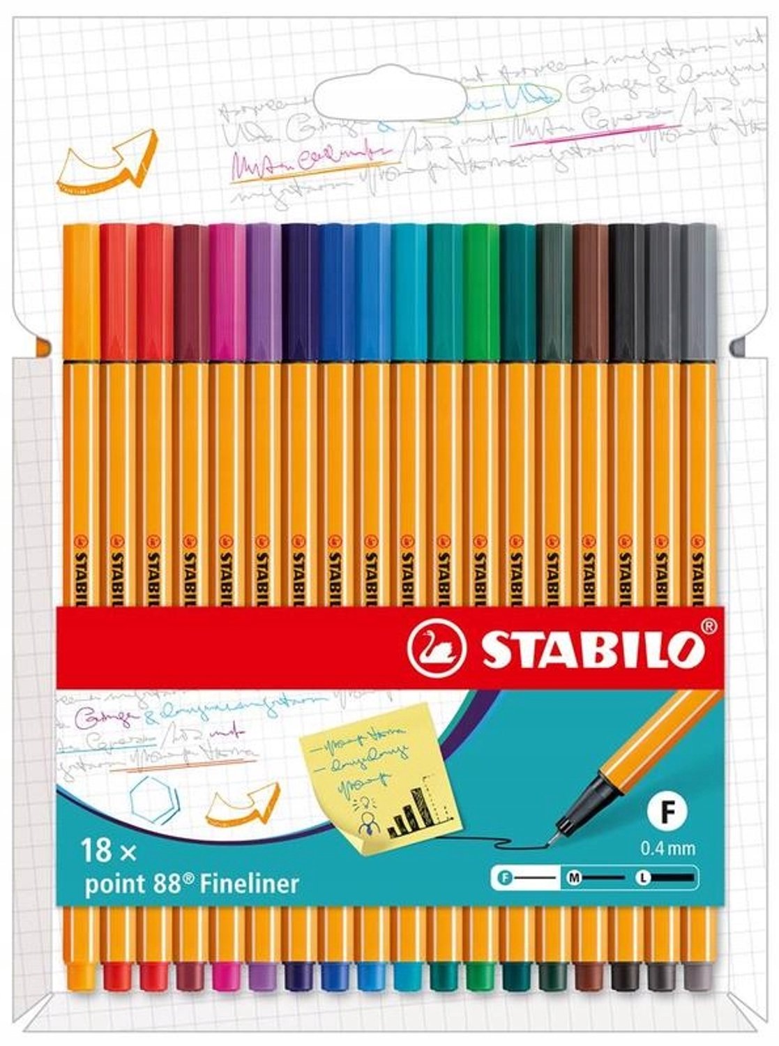 Stabilo Fineliner Set 18 Kleuren 0.4mm - School & Kantoor