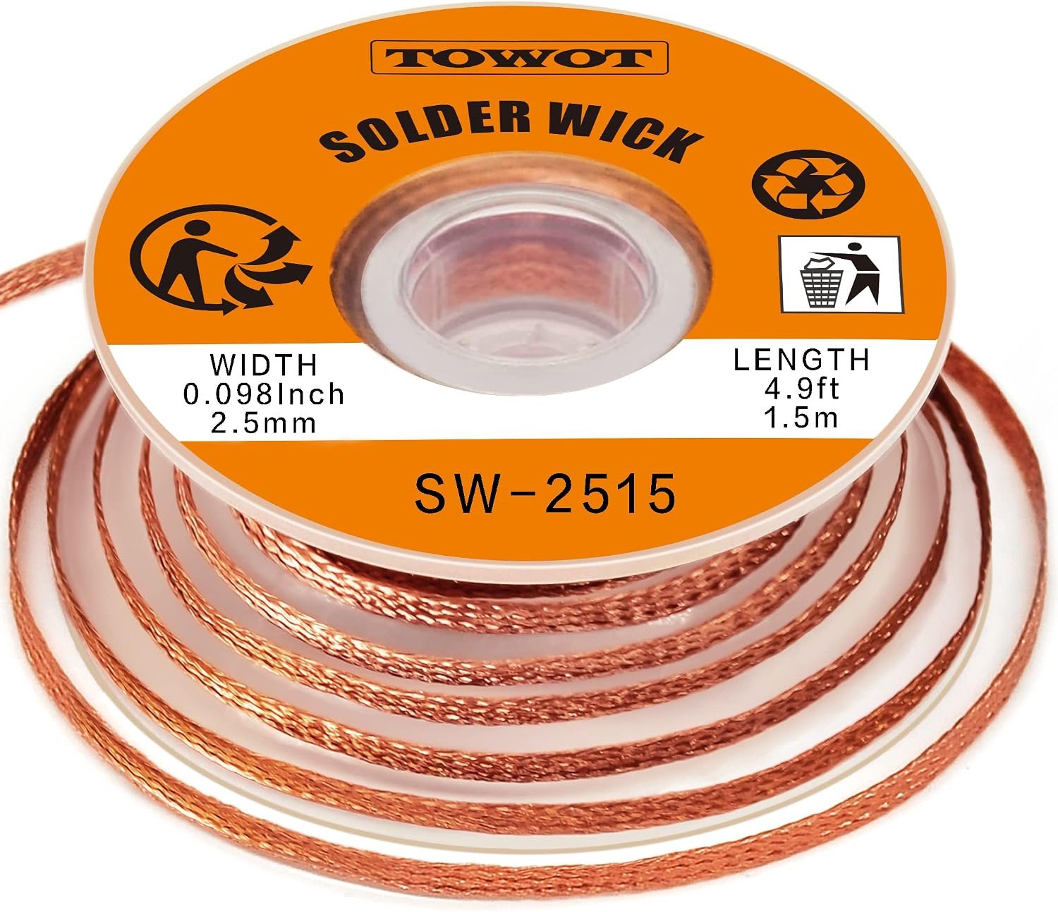 Desoldering litze 2.5 mm - No-Clean desoldering wick - Voor het verwijderen van soldeertin - Homevero