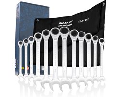 HASKYY - 12-piece inch ratchet wrench set I 1/4"-1" I ring jaw spanner ratchet wrench INCH
